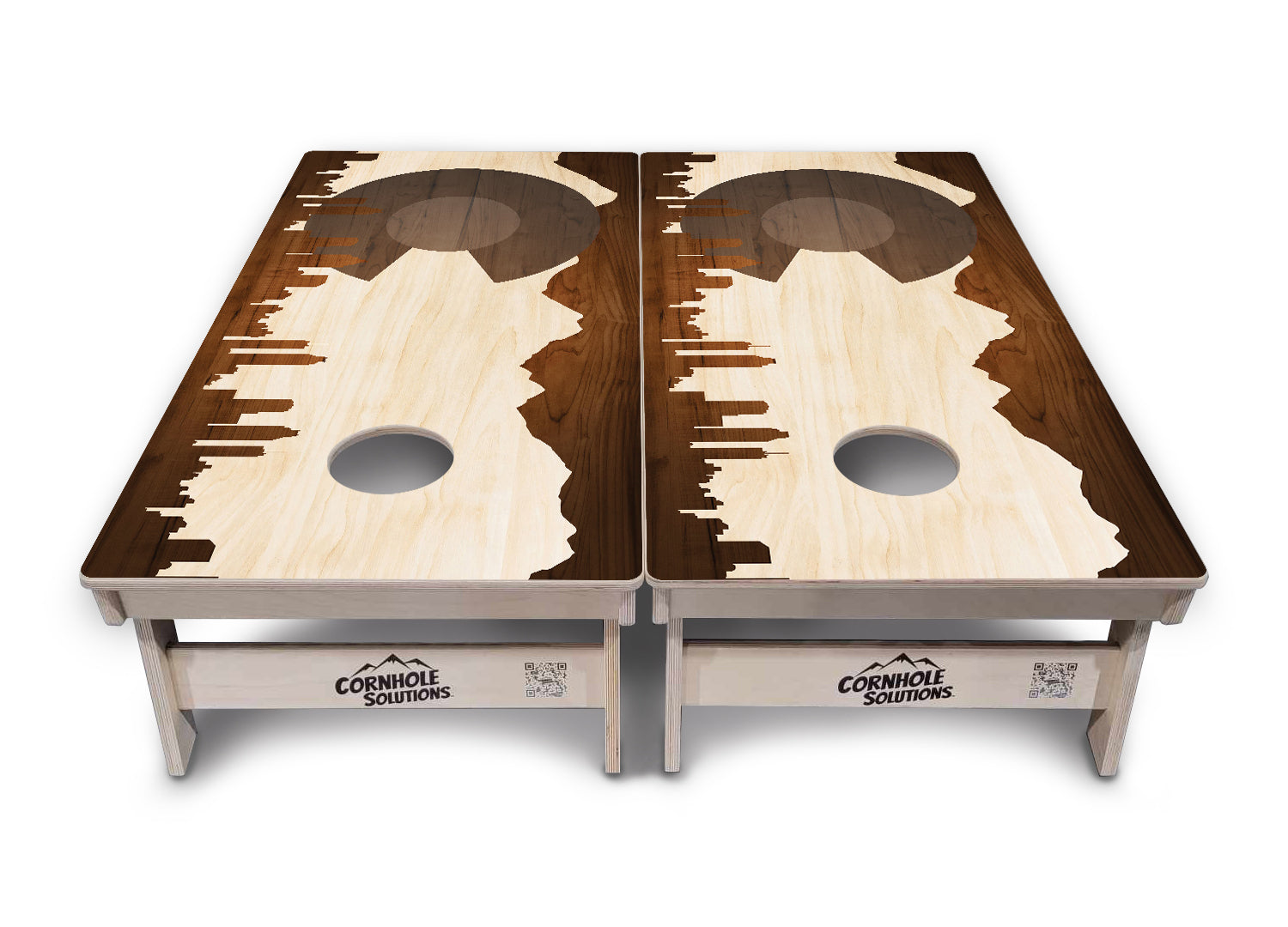Colorado Natural Wood Skyline Cornhole Boards - Professional Tournament Series