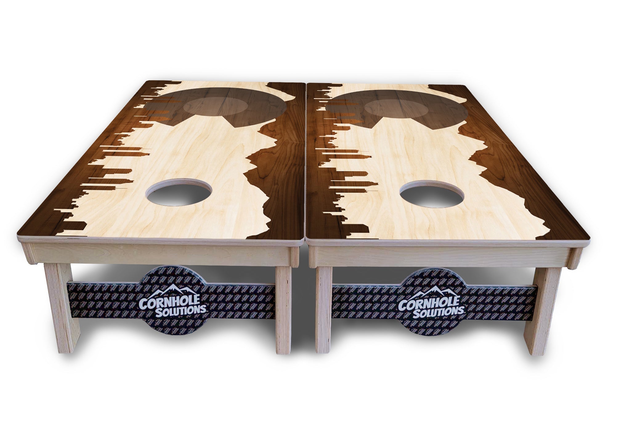 Colorado Natural Wood Skyline Cornhole Boards - Professional Tournament Series