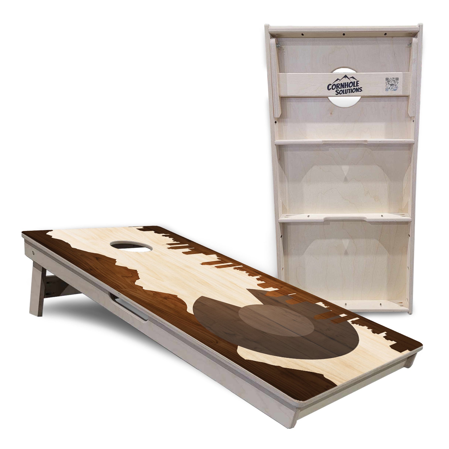 Colorado Natural Wood Skyline Cornhole Boards - Professional Tournament Series