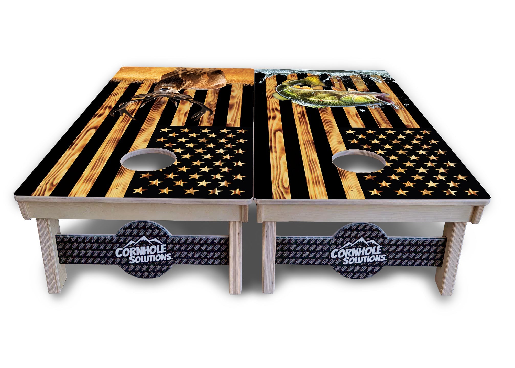 Colorful Deer & Fish Cornhole Boards - Professional Tournament Series