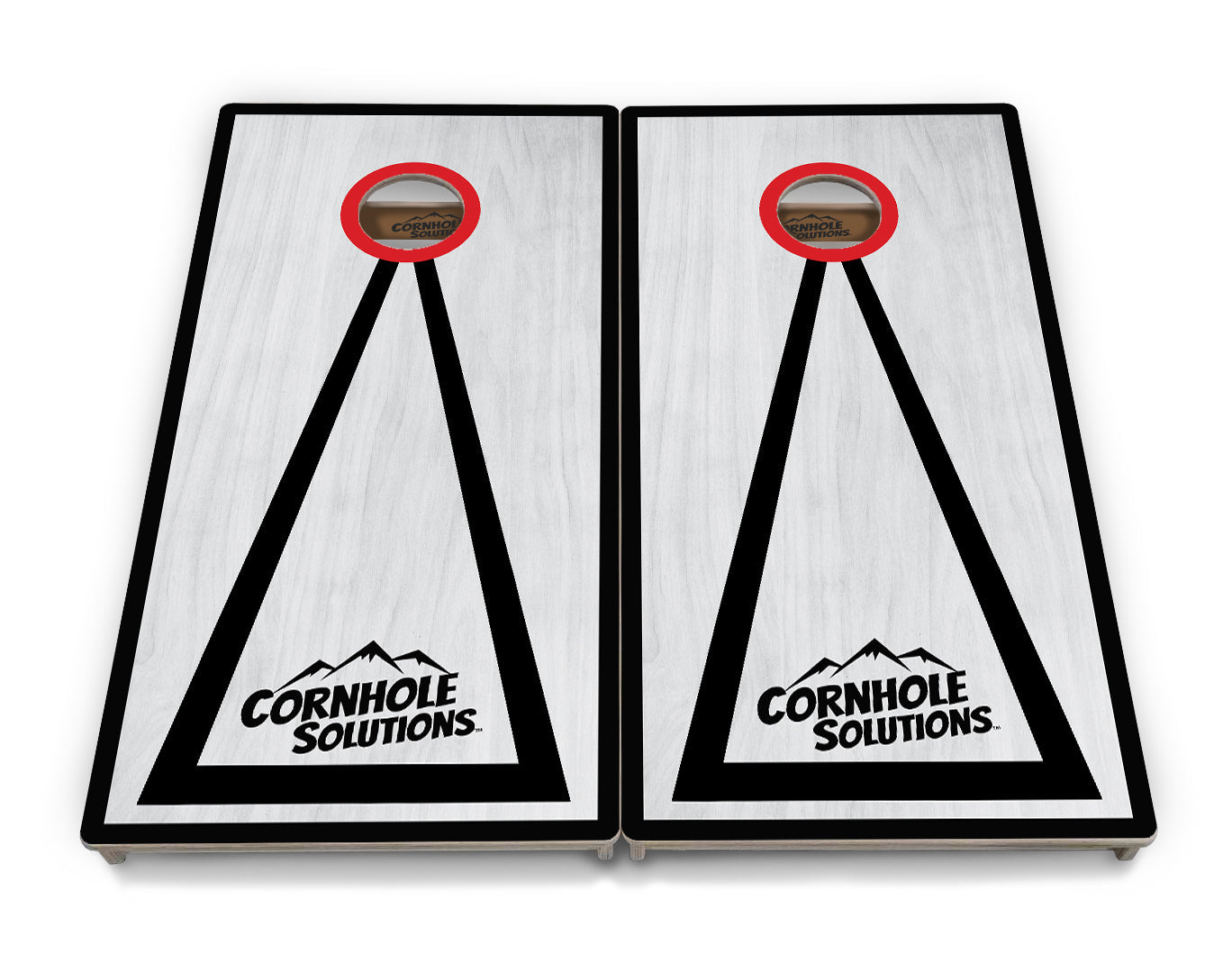 Red/Black Hole Ring Grey Wash Cornhole Boards - Professional Tournament Series