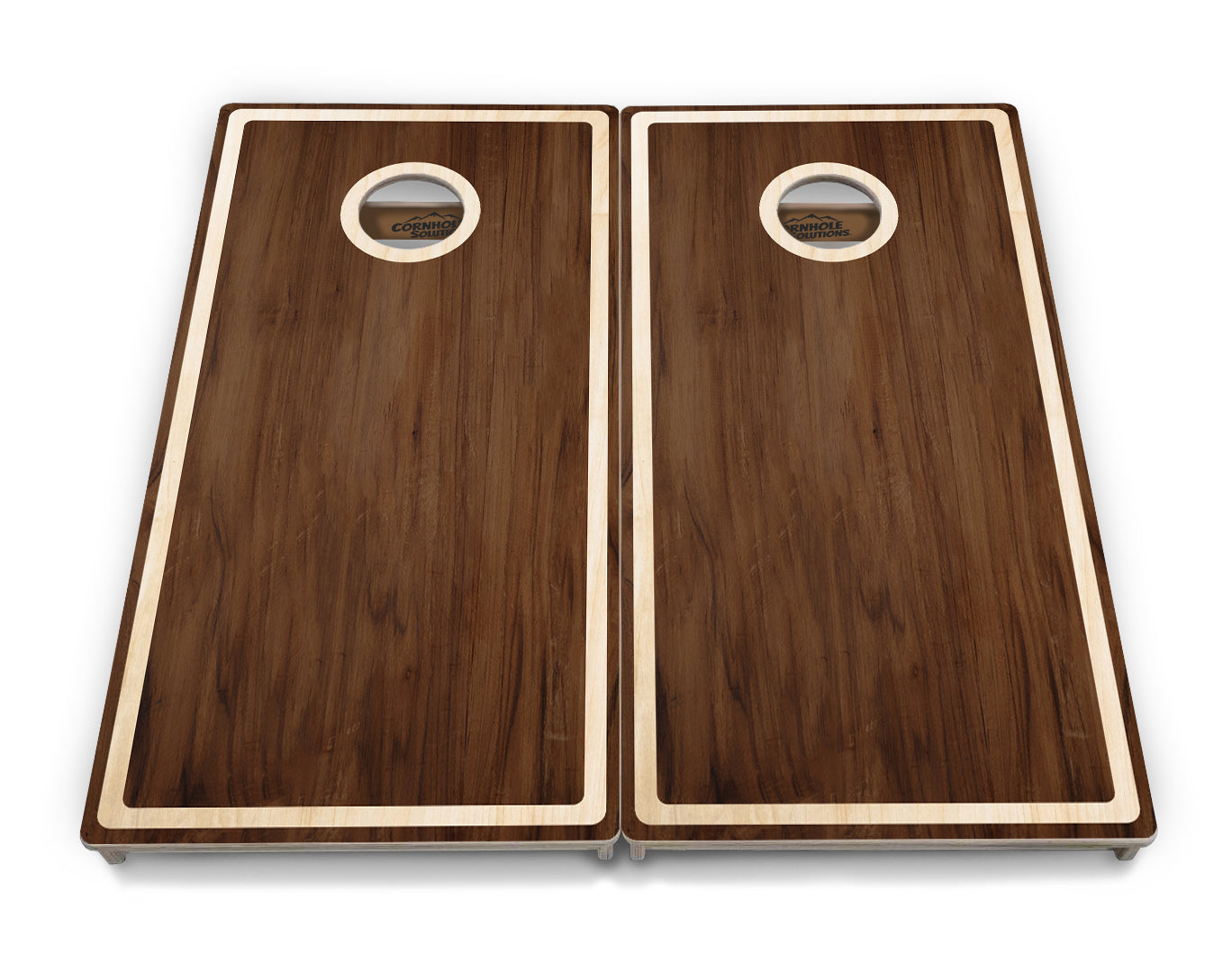Dark Wood Natural Border Cornhole Boards - Professional Tournament Series