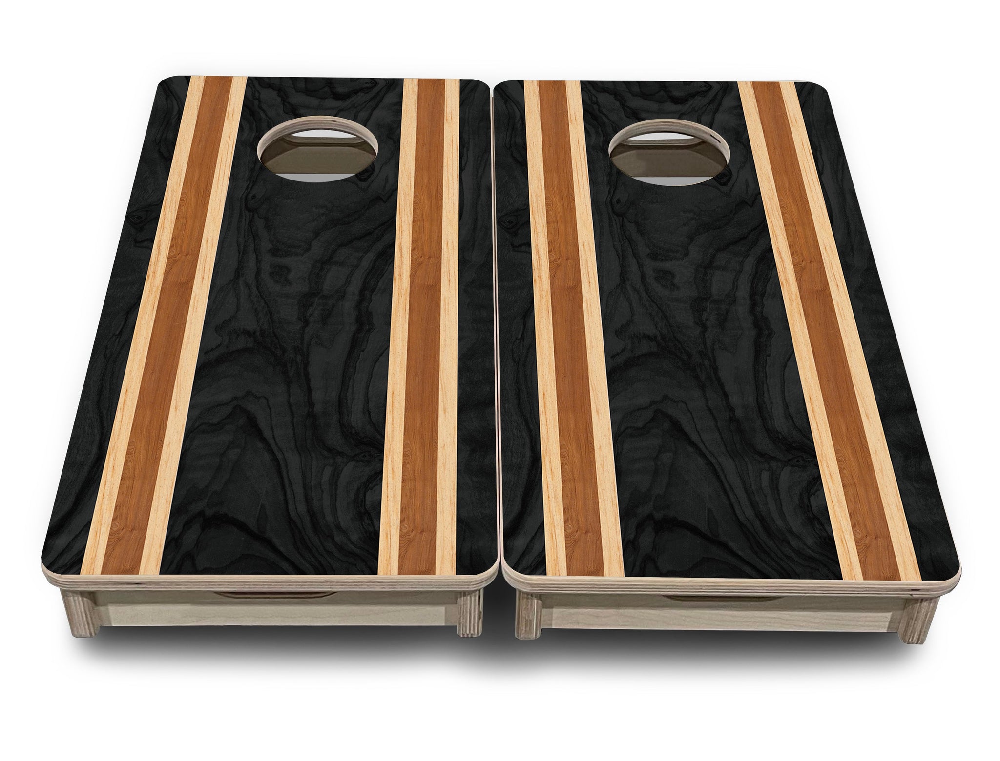 Mini Cornhole Boards - Dark Wood Stripe
