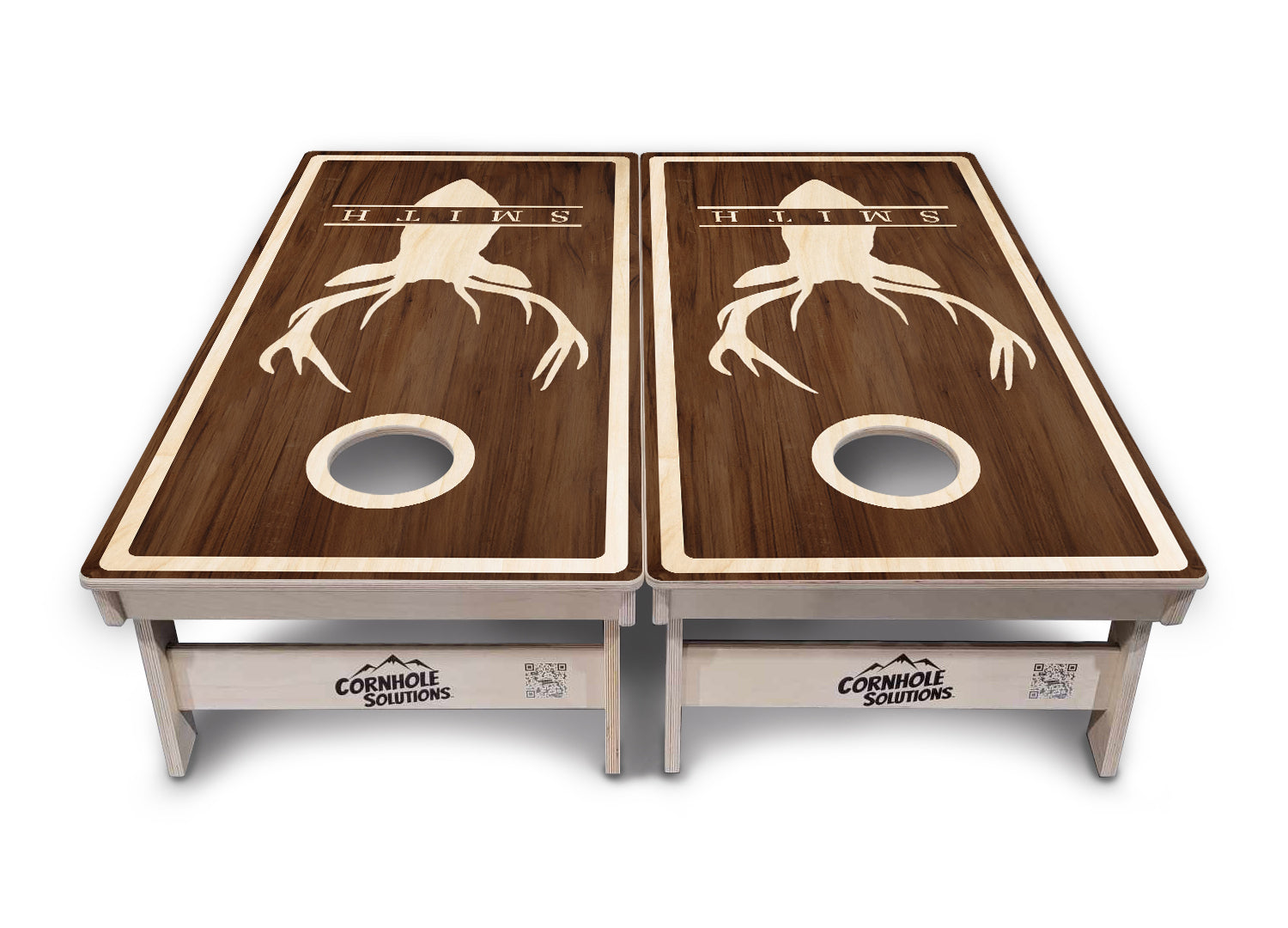Deer Head Name Cornhole Boards - Professional Tournament Series - Personalized
