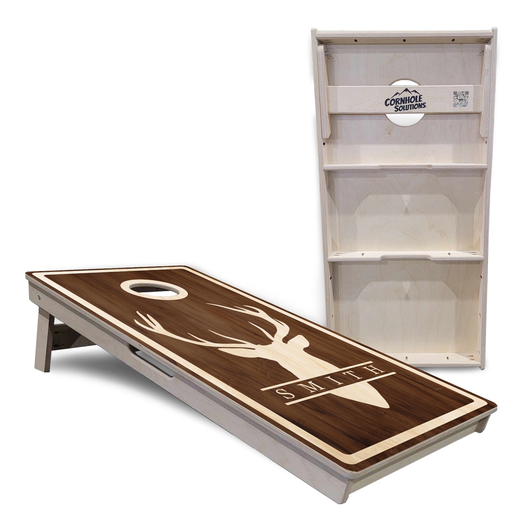 Deer Head Name Cornhole Boards - Professional Tournament Series - Personalized