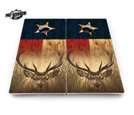 Texas Flag Deer & Fish Cornhole Boards - Pro Solution Lite Series