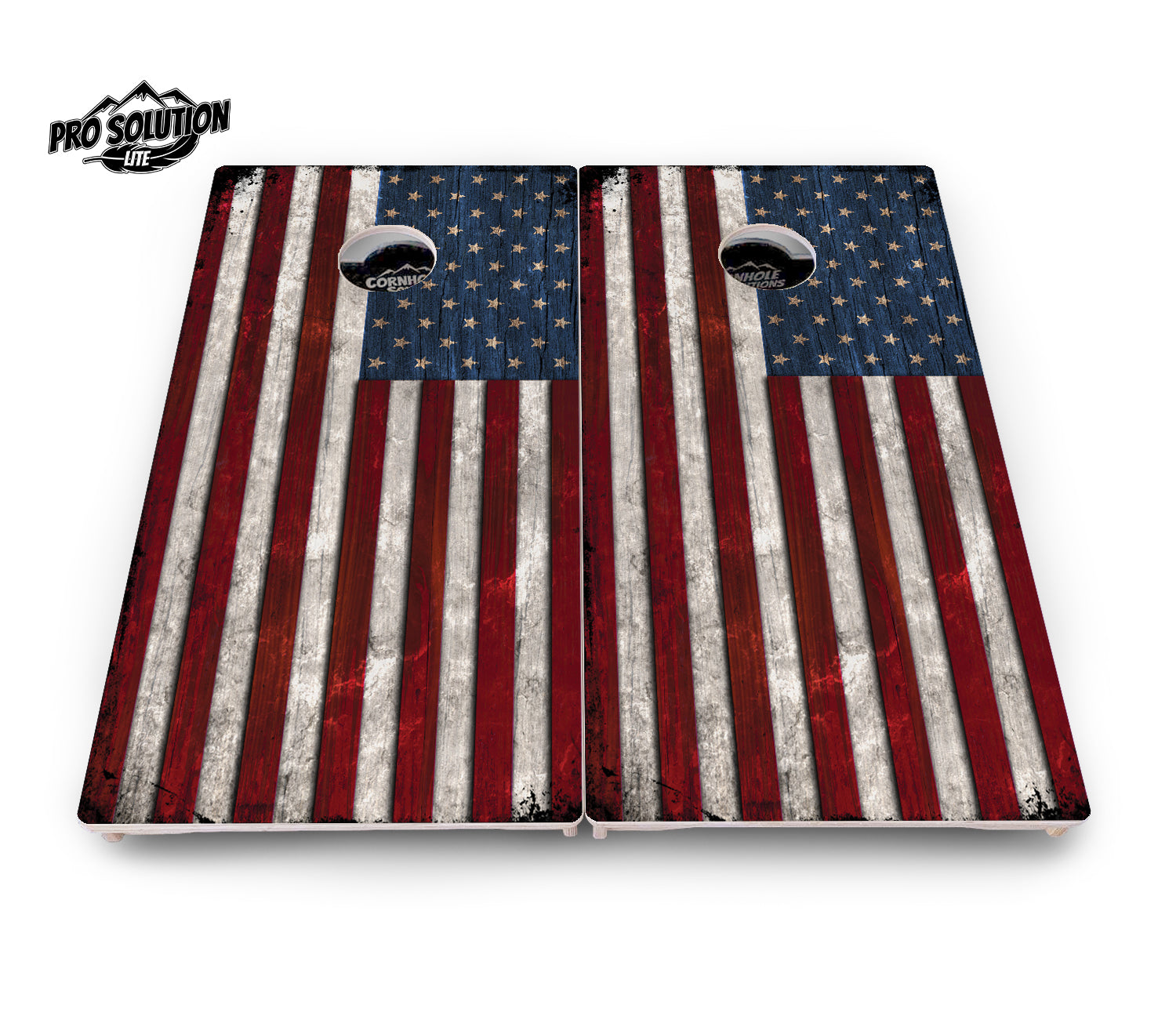 Rustic USA Flag Cornhole Boards - Pro Solution Elite Series