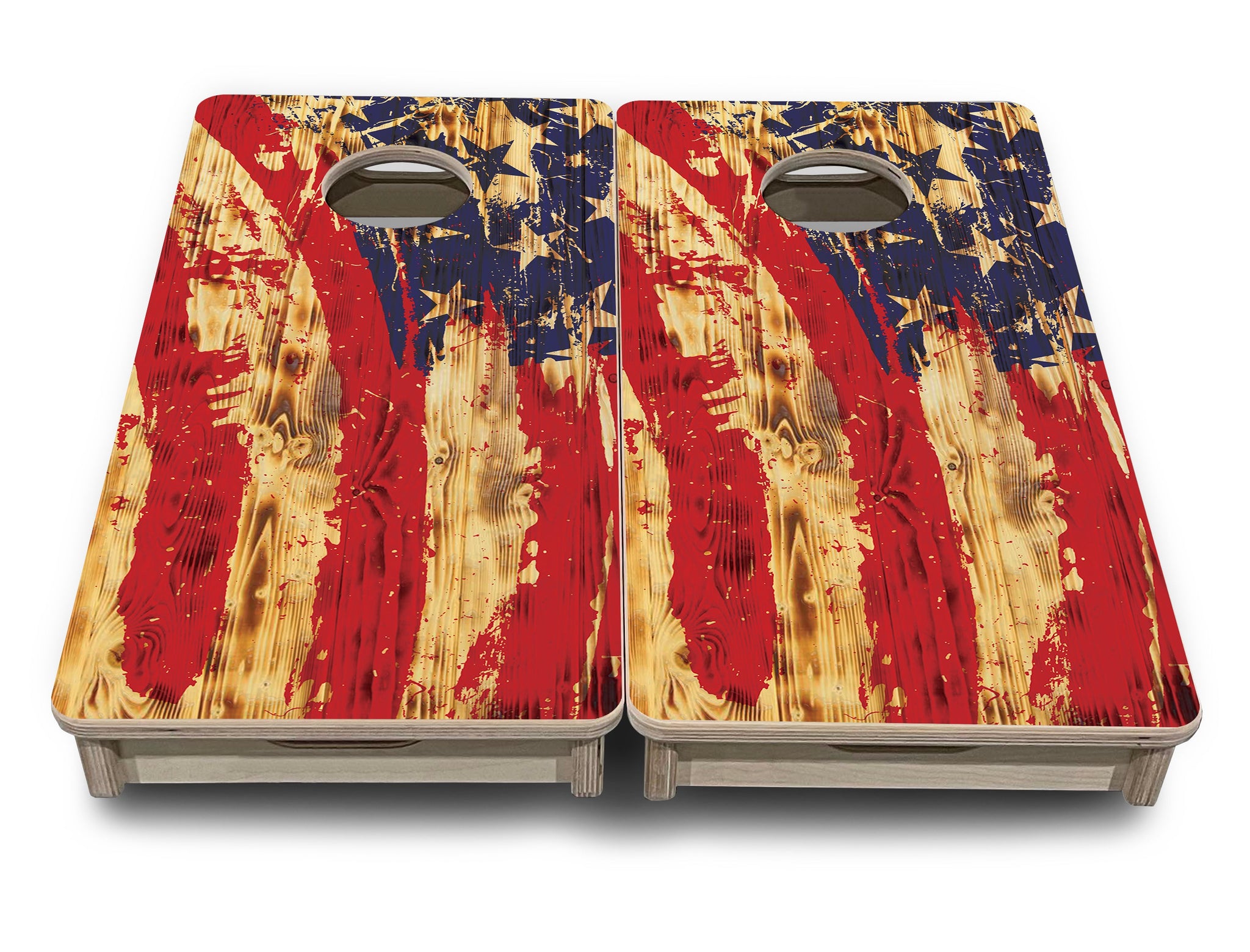 Mini Cornhole Boards - Faded Brush Burnt Flag