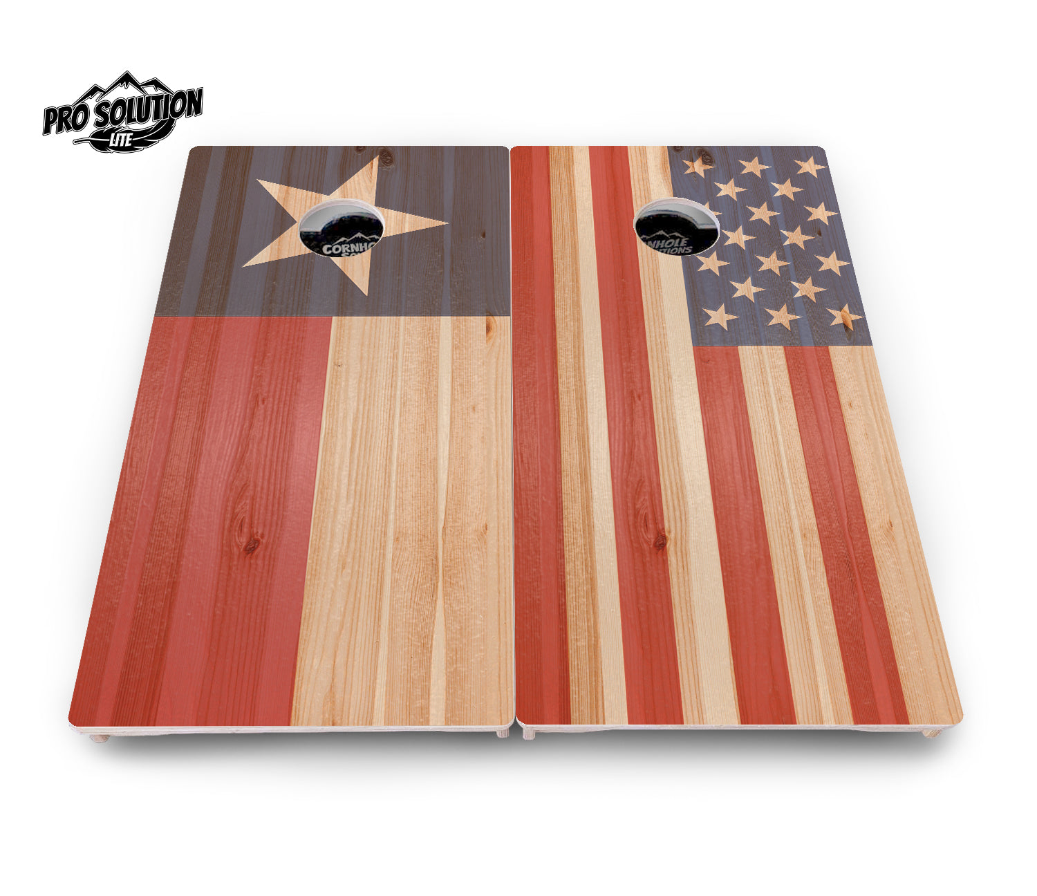 Faded USA/TX Flag Cornhole Boards - Pro Solution Lite Series