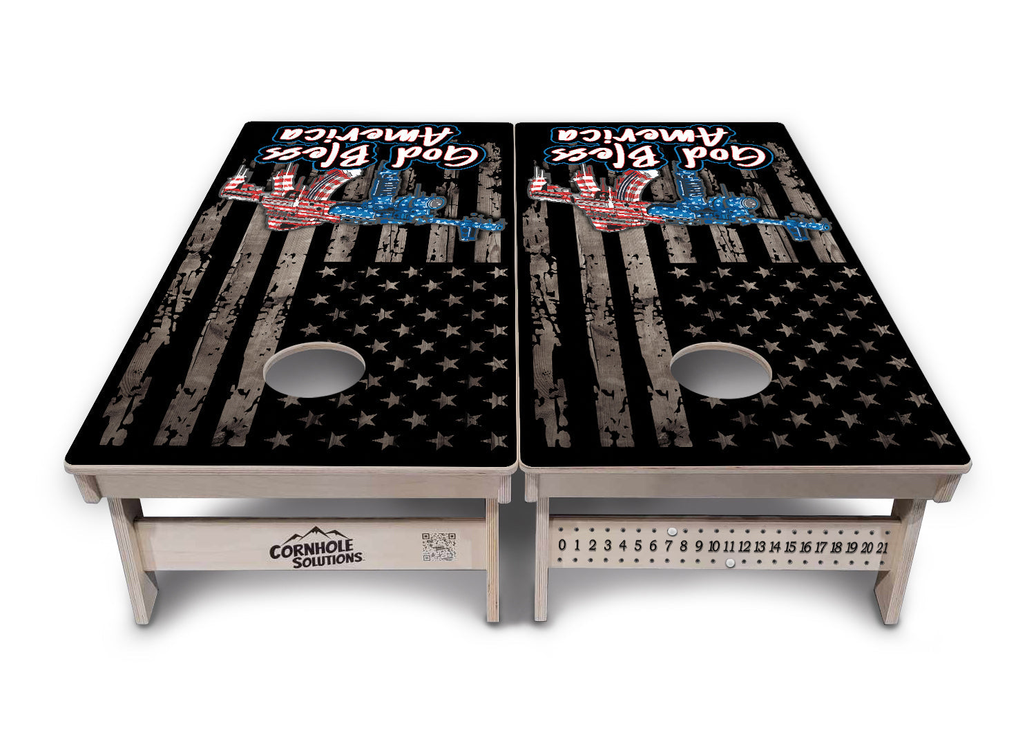 God Bless America Flag Cornhole Boards - Professional Tournament Series