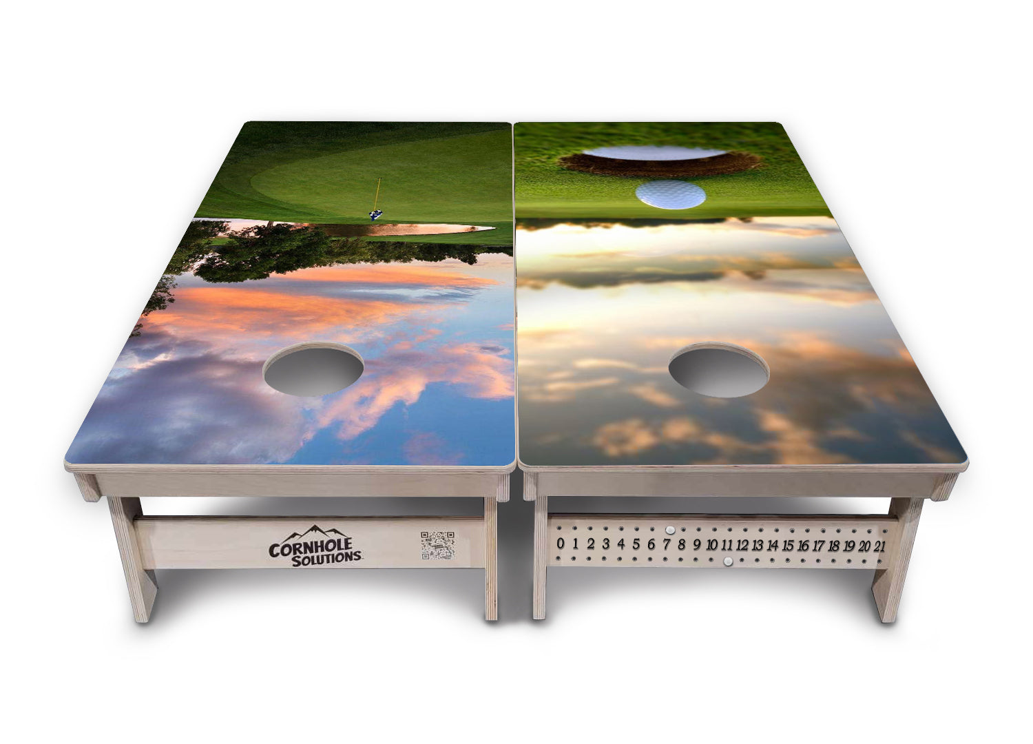 Golf Course Sunset Cornhole Boards - Professional Tournament Series