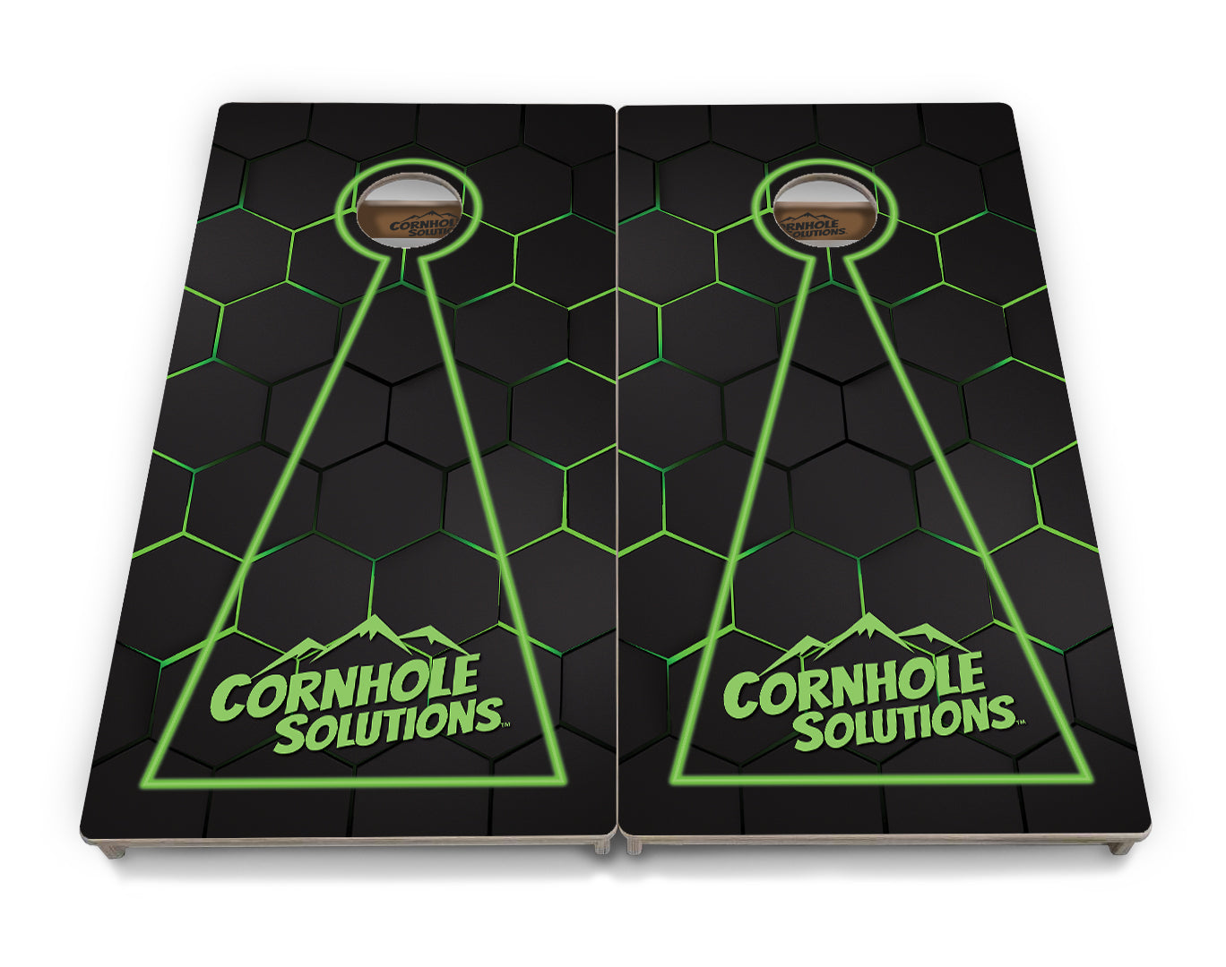 Glow Hole Black Backgound Cornhole Boards - Professional Tournament Series