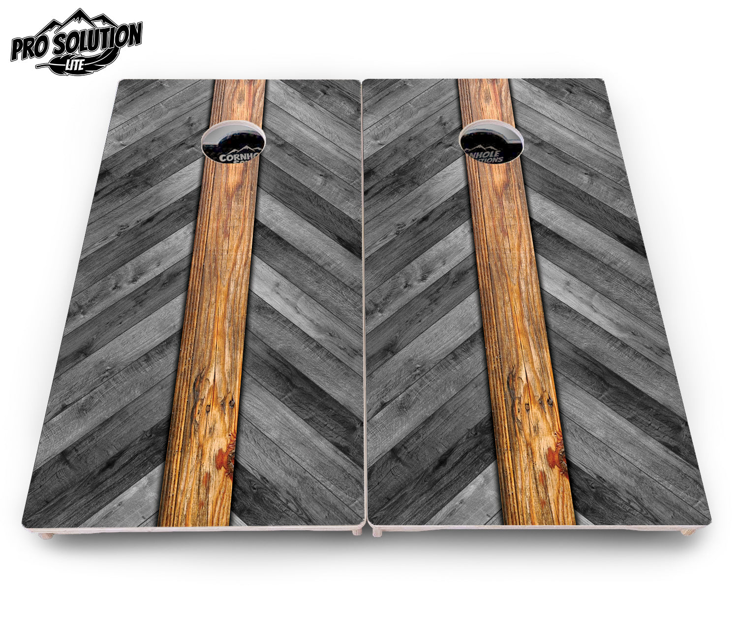 Grey Herringbone Cornhole Boards - Pro Solution Lite Series