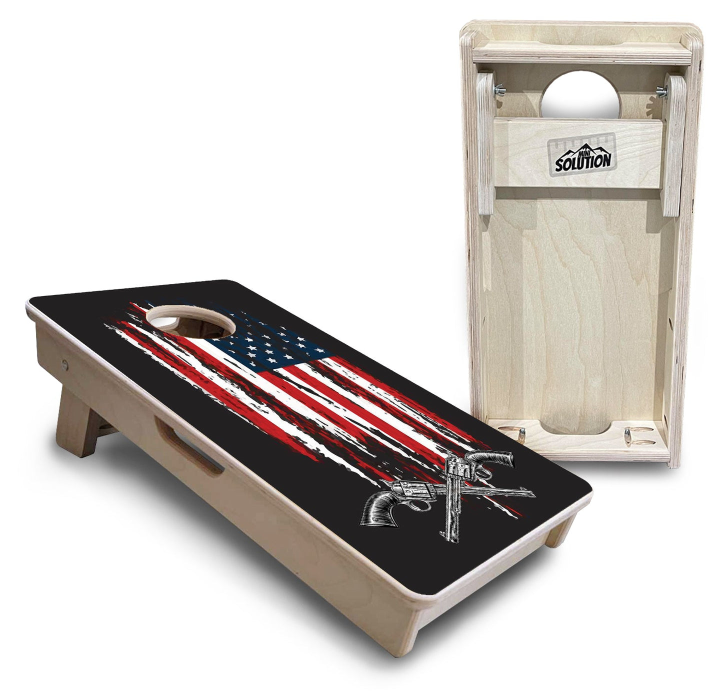 Mini Cornhole Boards - Guns & Flag