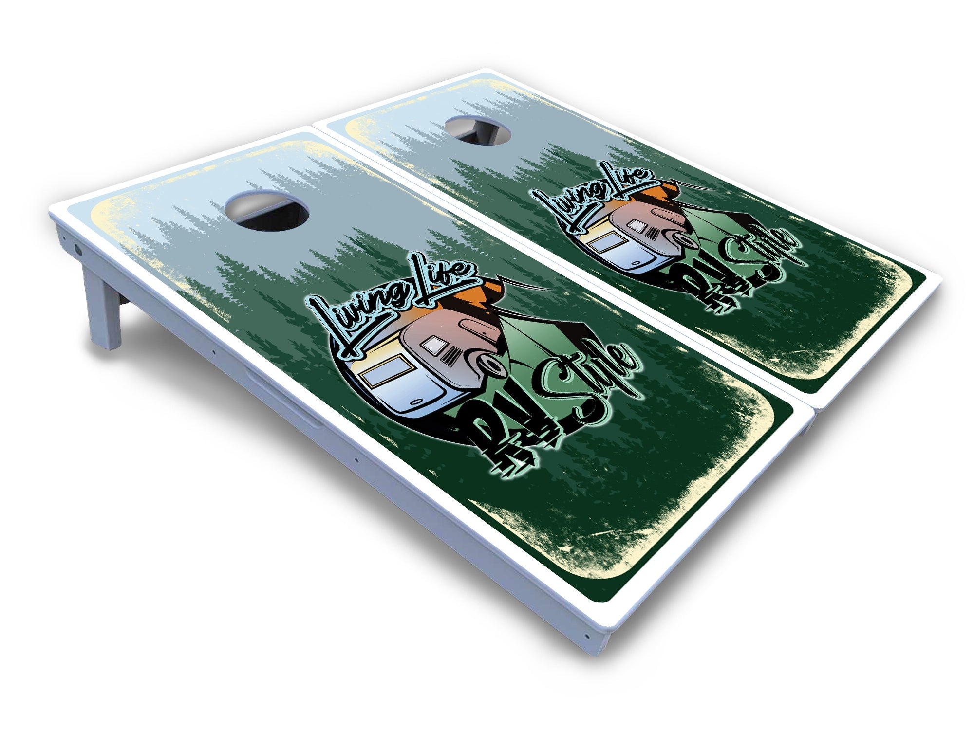 Living Life RV Style Cornhole Boards - All Weather Series
