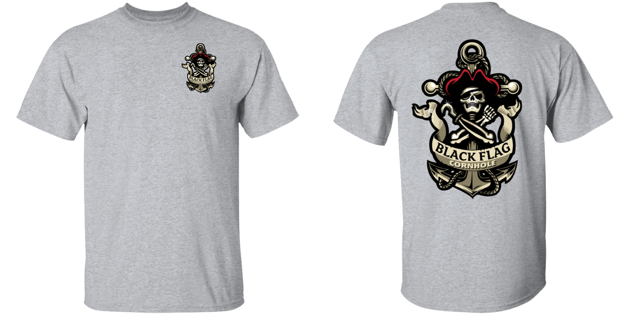 Black Flag Cornhole Logo T-Shirt : Front / Back