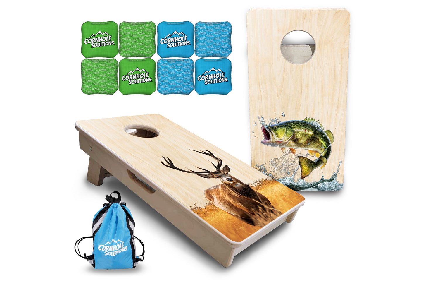 Mini Cornhole Boards - Natural Deer & Fish