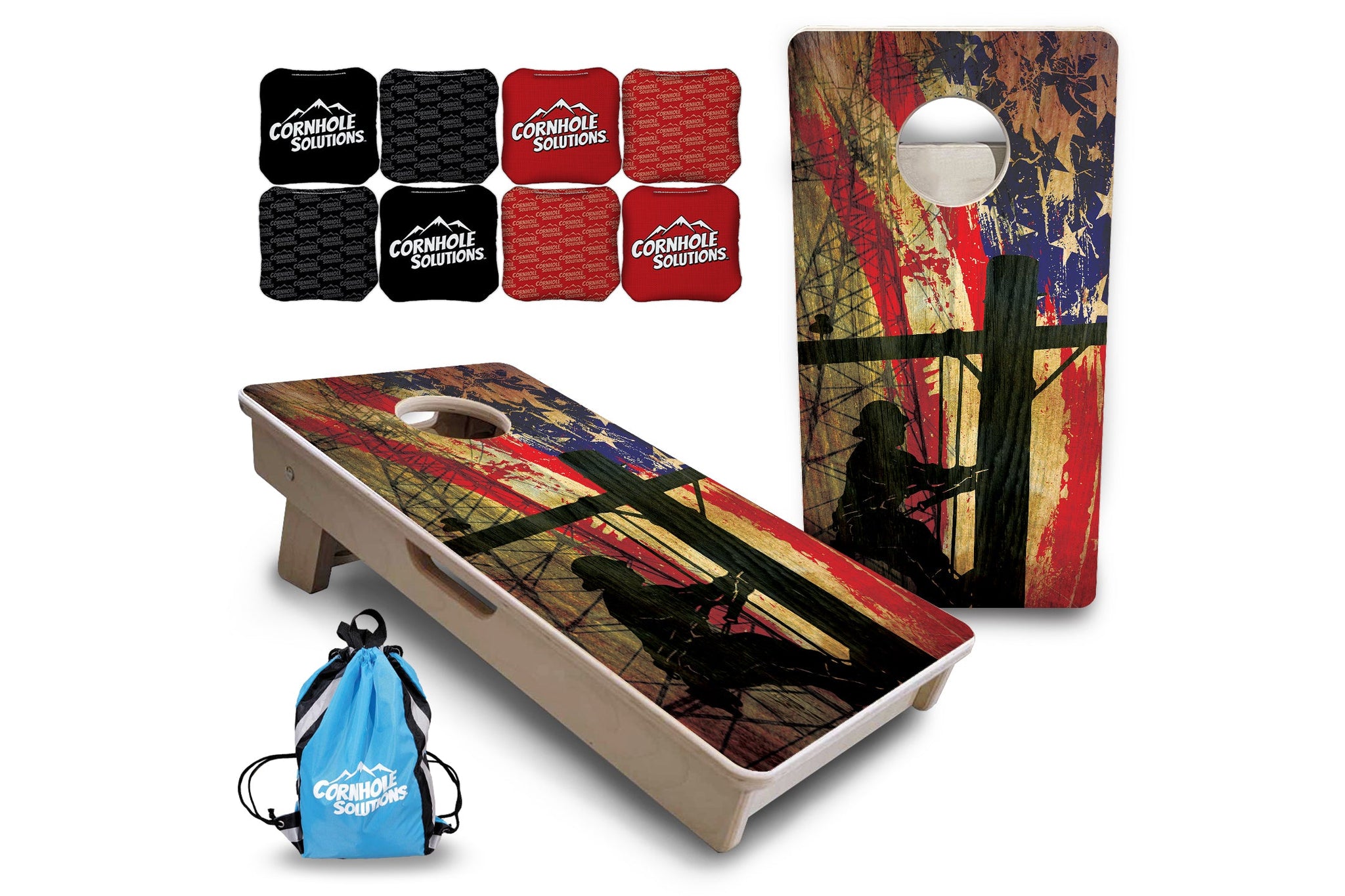 Mini Cornhole Boards - Faded Lineman Flag