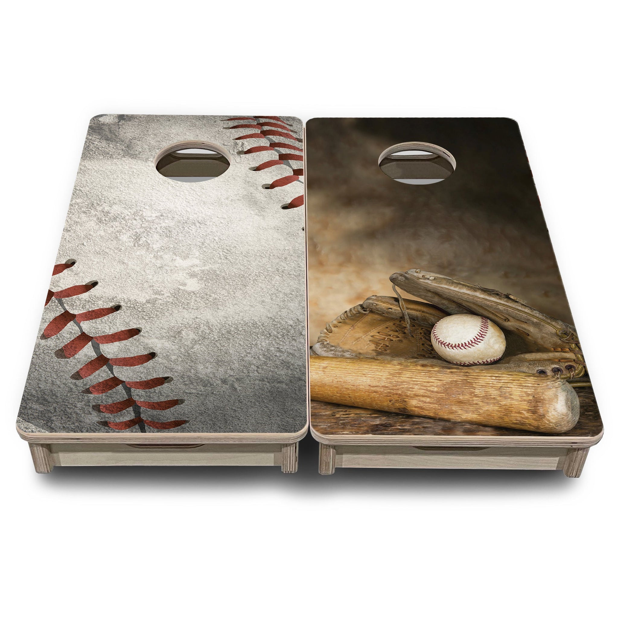 Mini Cornhole Boards - Worn Baseball & Glove