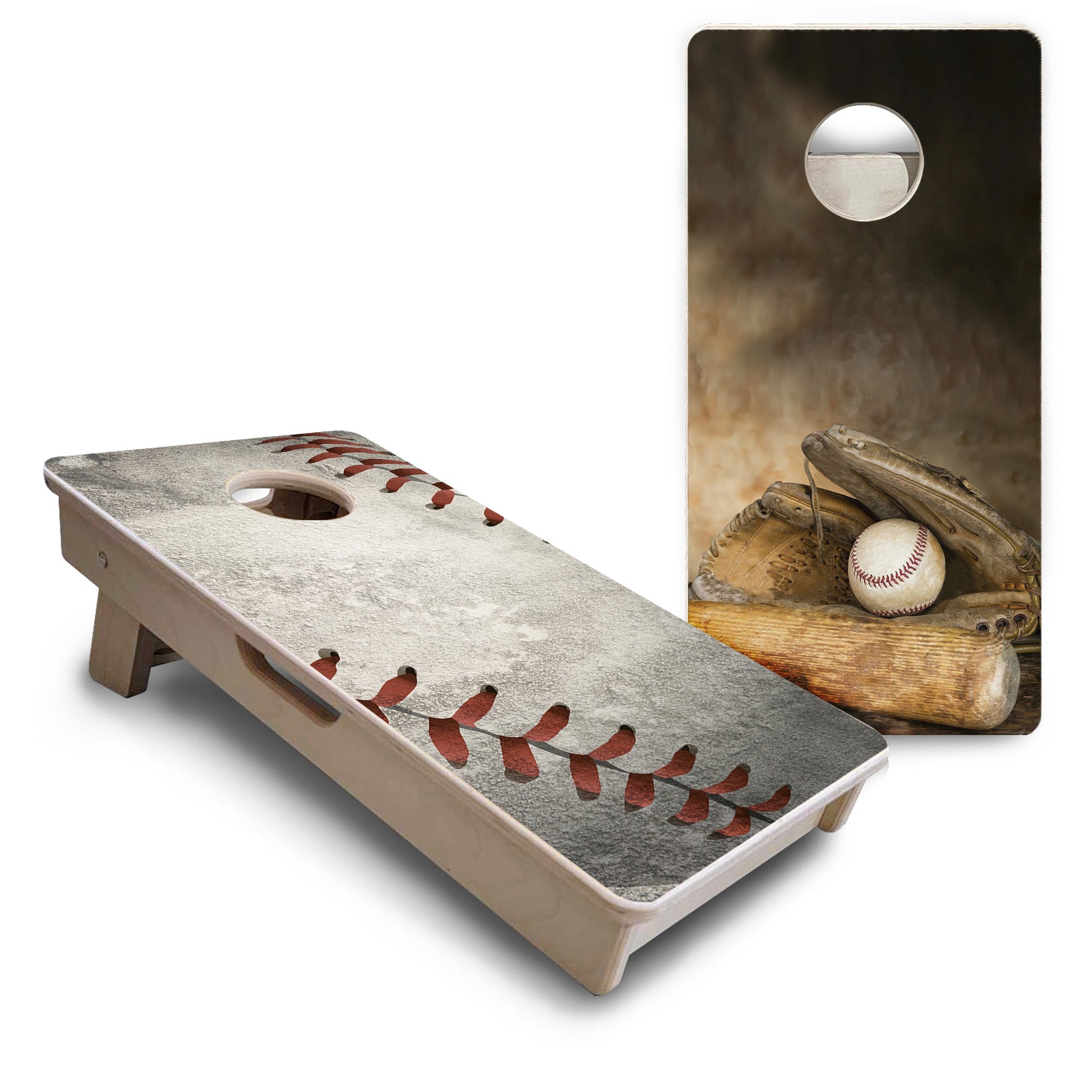 Mini Cornhole Boards - Worn Baseball & Glove