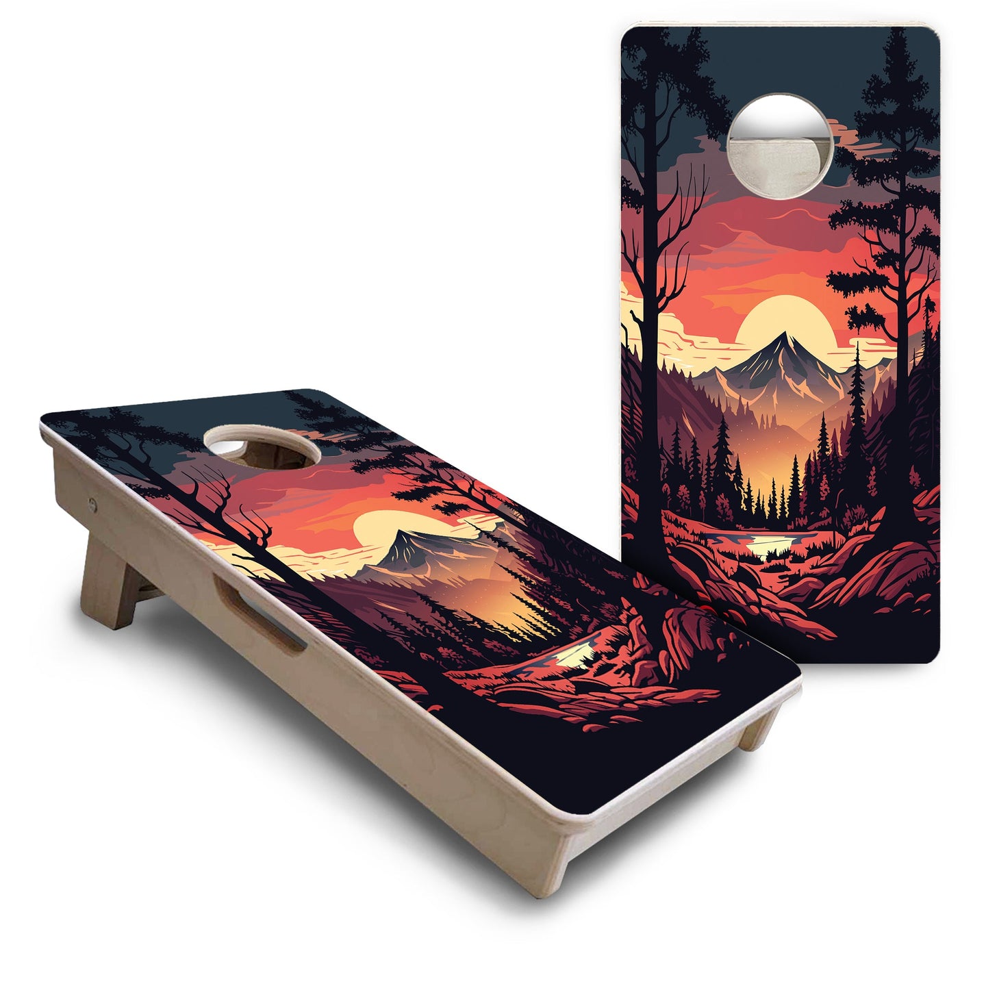 Mini Cornhole Boards - Mountain Sunset