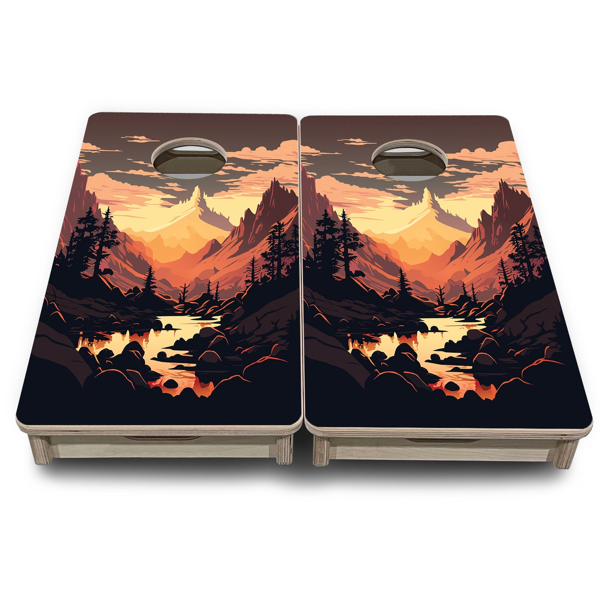 Mini Cornhole Boards - Mountain Sunset