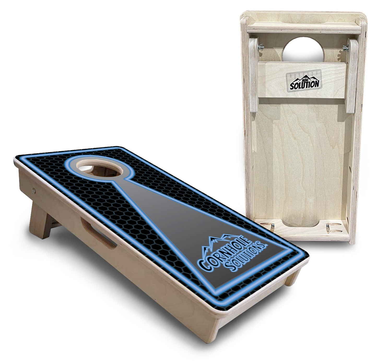 Mini Cornhole Boards - Neon CS Logo