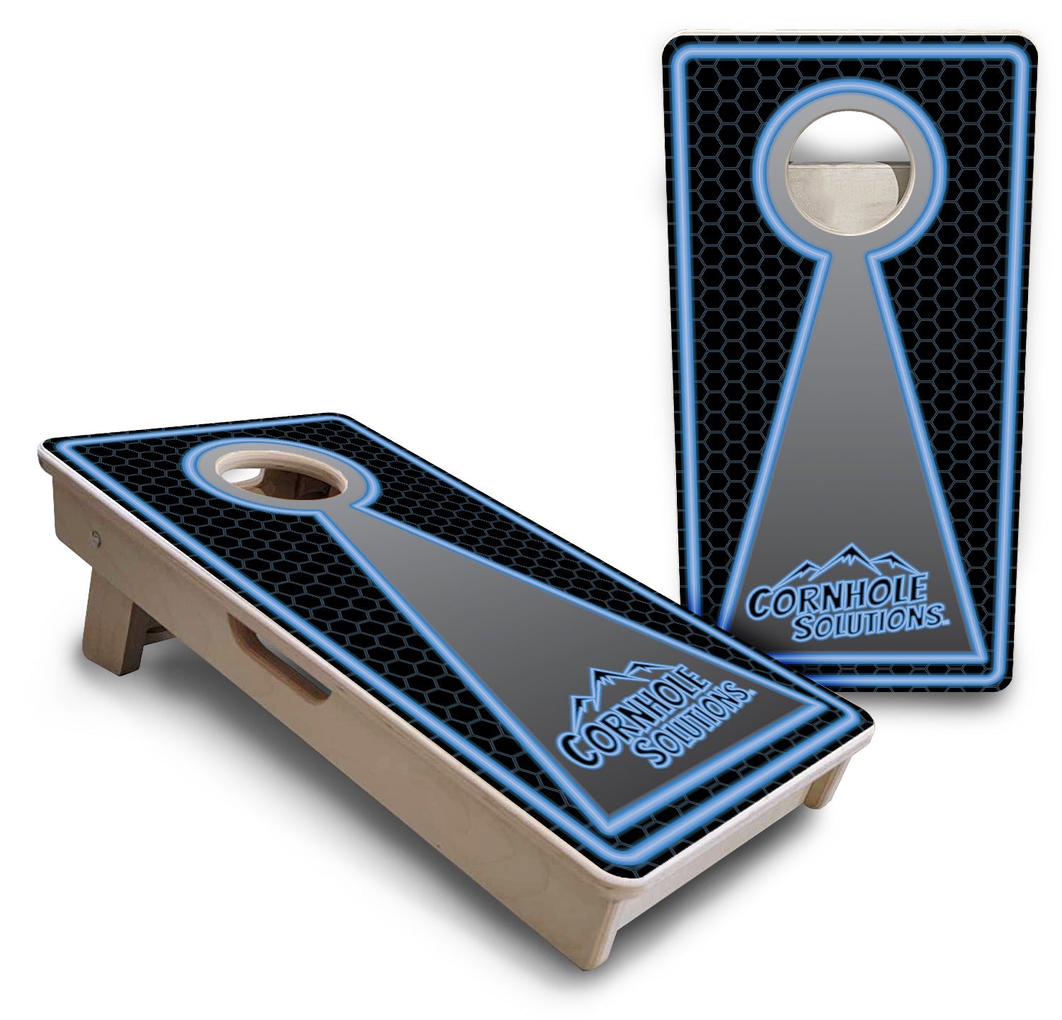 Mini Cornhole Boards - Neon CS Logo