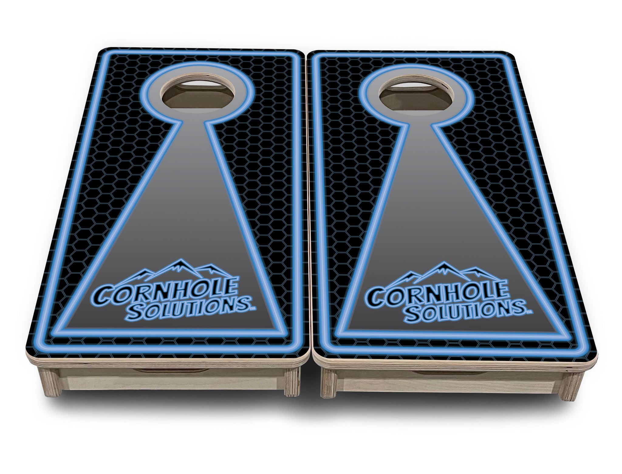 Mini Cornhole Boards - Neon CS Logo