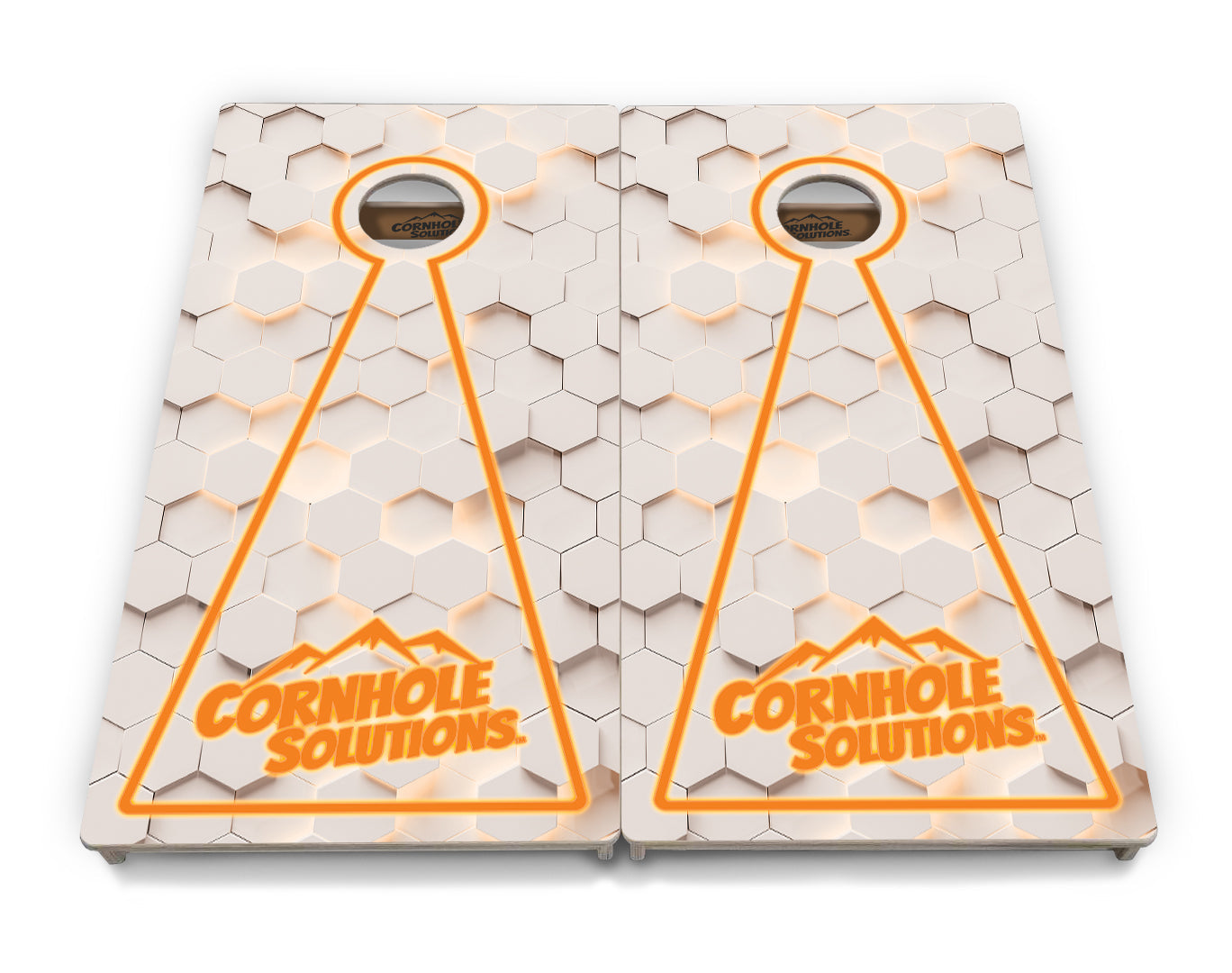 Glow Hole White Background Cornhole Boards - Professional Tournament Series