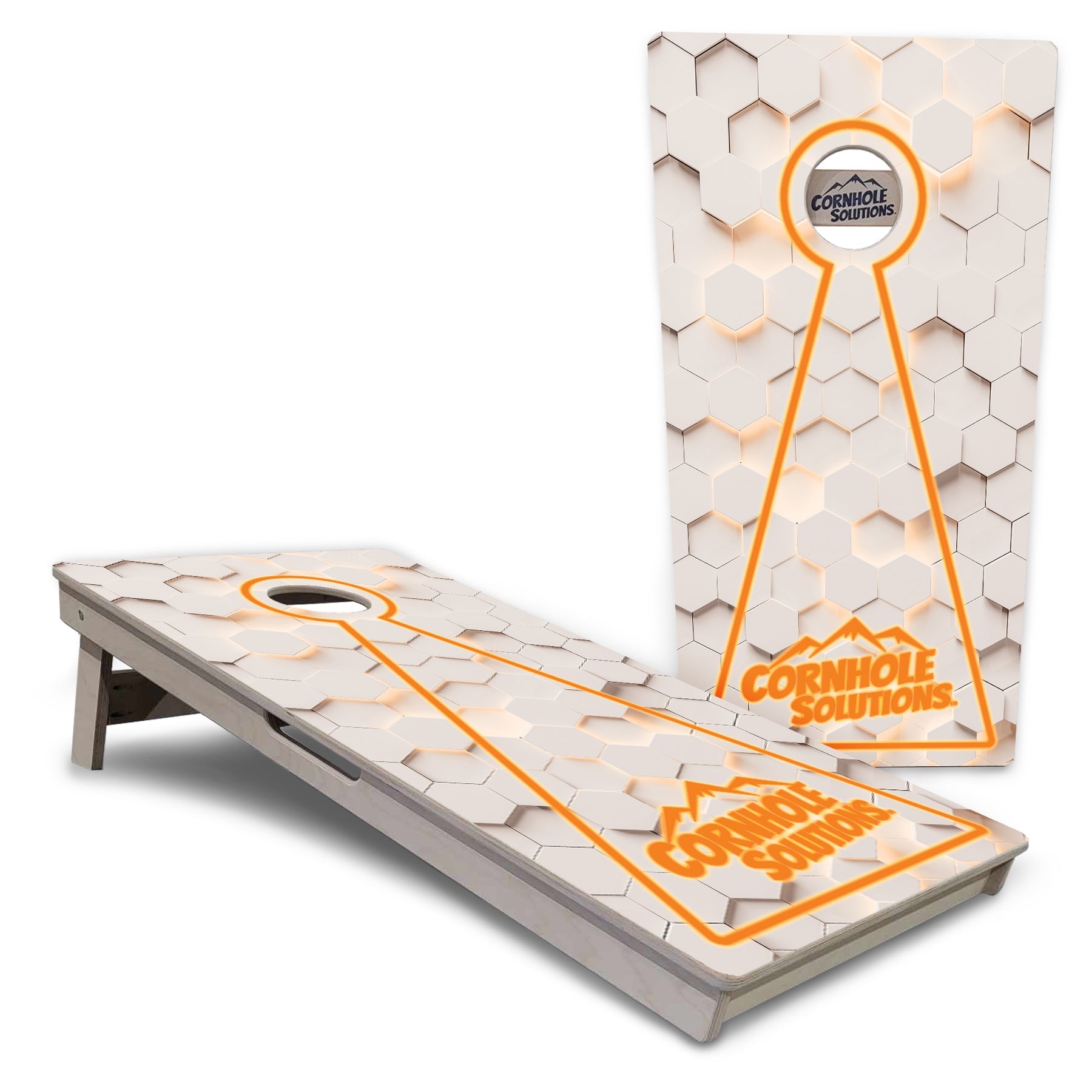 Glow Hole White Background Cornhole Boards - Professional Tournament Series