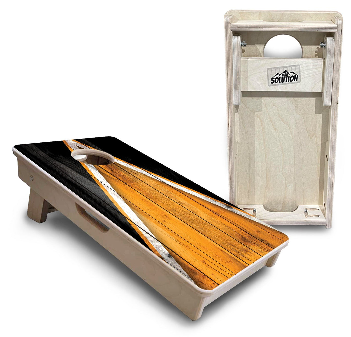 Mini Cornhole Boards - Orange & Black Triangle