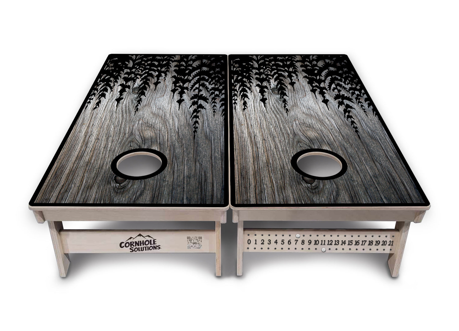Greyscale Pine Trees Cornhole Boards - Professional Tournament Series