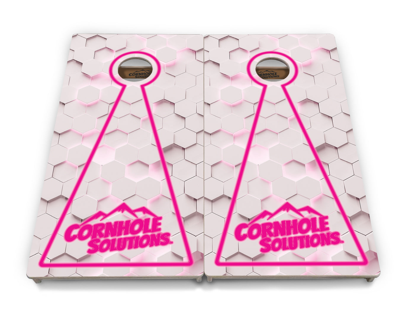 Glow Hole White Background Cornhole Boards - Professional Tournament Series