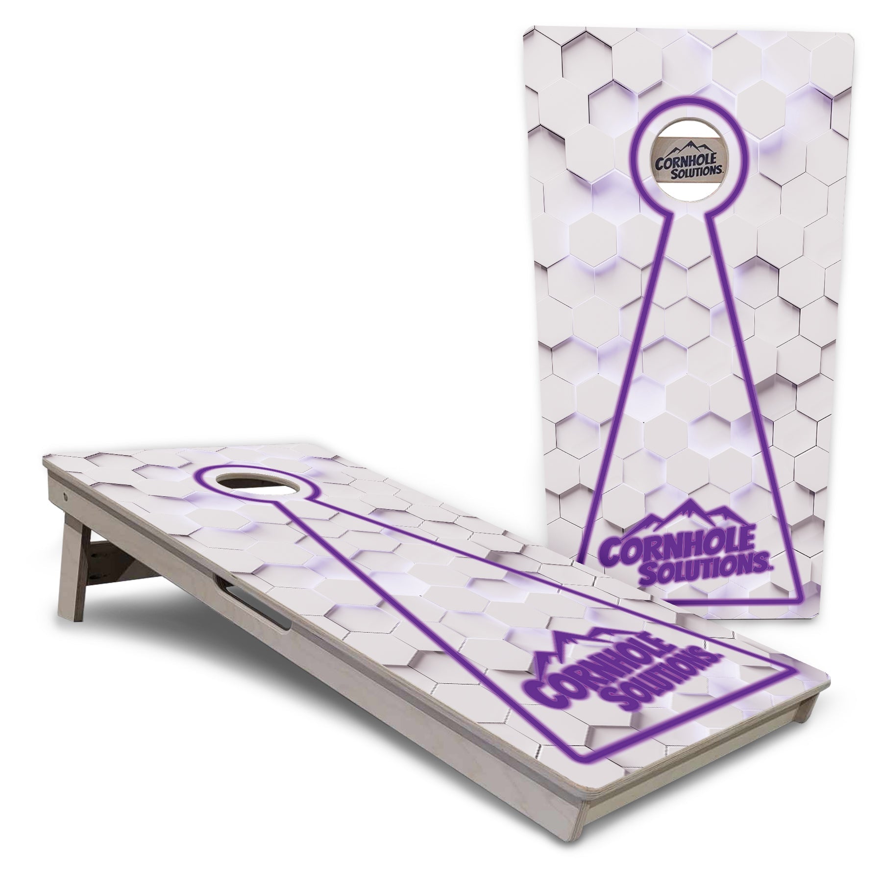 Glow Hole White Background Cornhole Boards - Professional Tournament Series