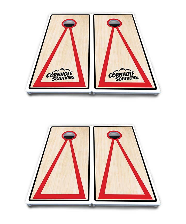 Red/Black Hole Ring Cornhole Boards - All Weather Series