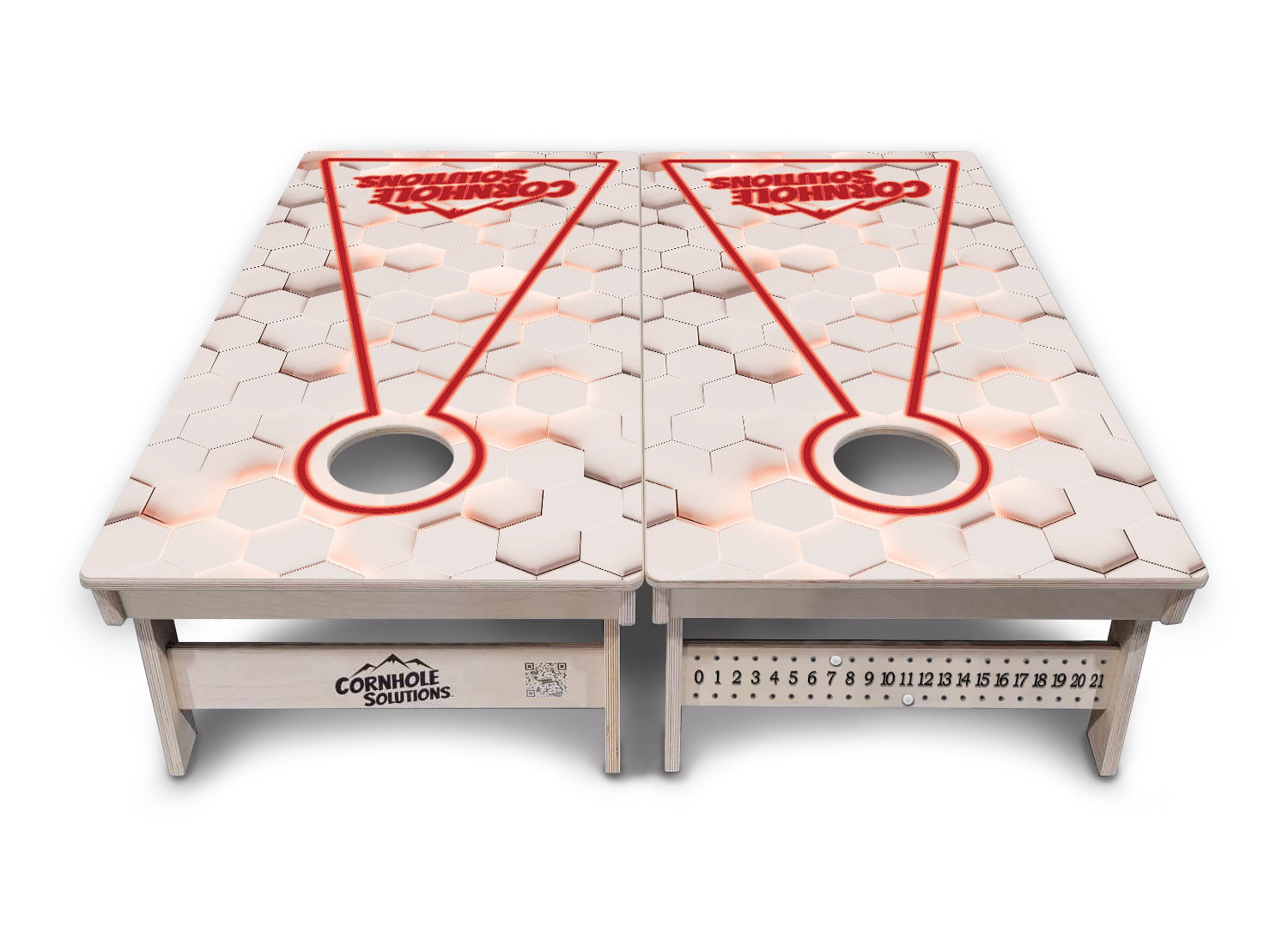 Glow Hole White Background Cornhole Boards - Professional Tournament Series