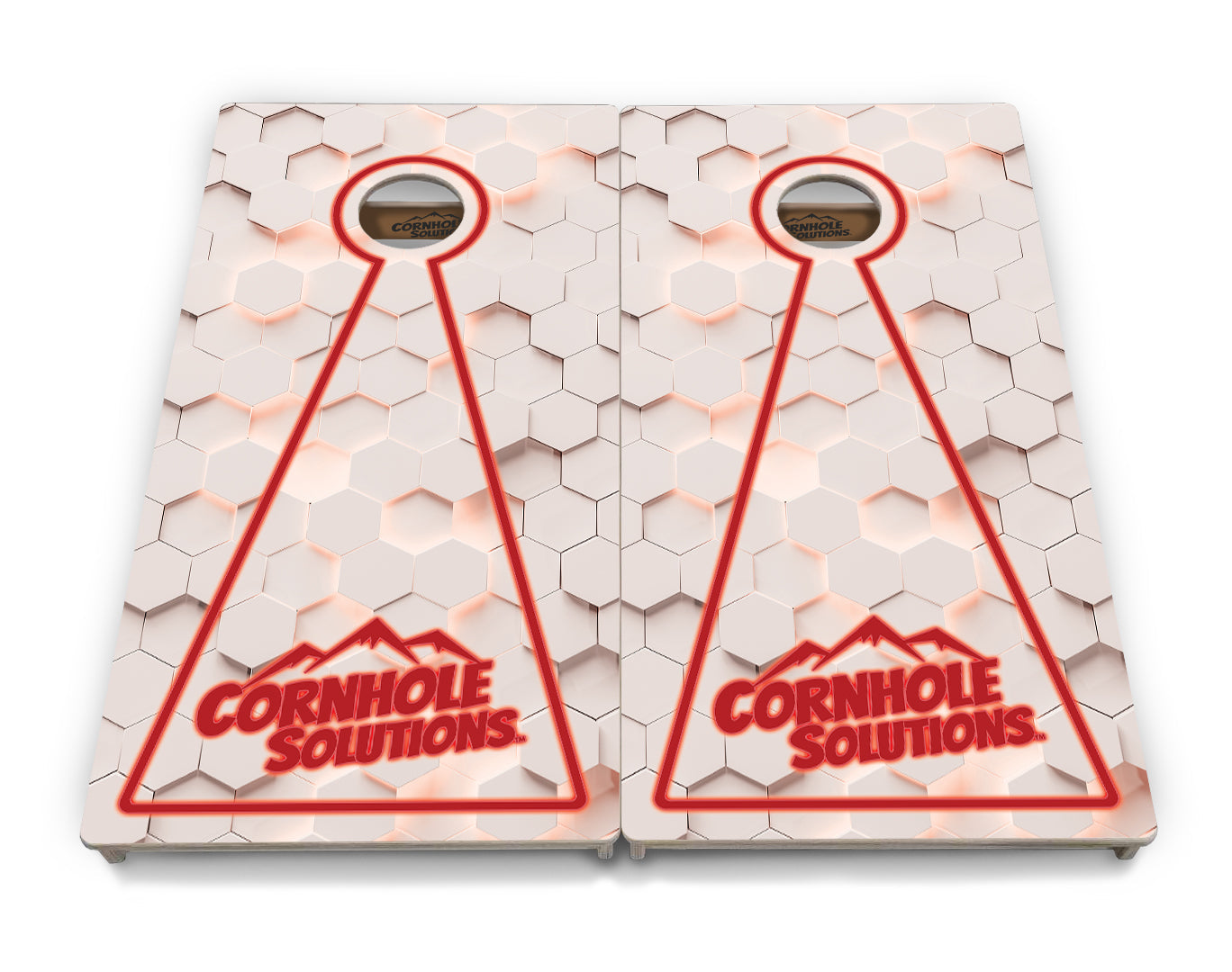 Glow Hole White Background Cornhole Boards - Professional Tournament Series
