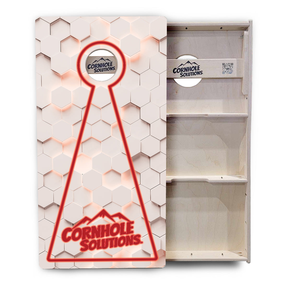 Glow Hole White Background Cornhole Boards - Professional Tournament Series