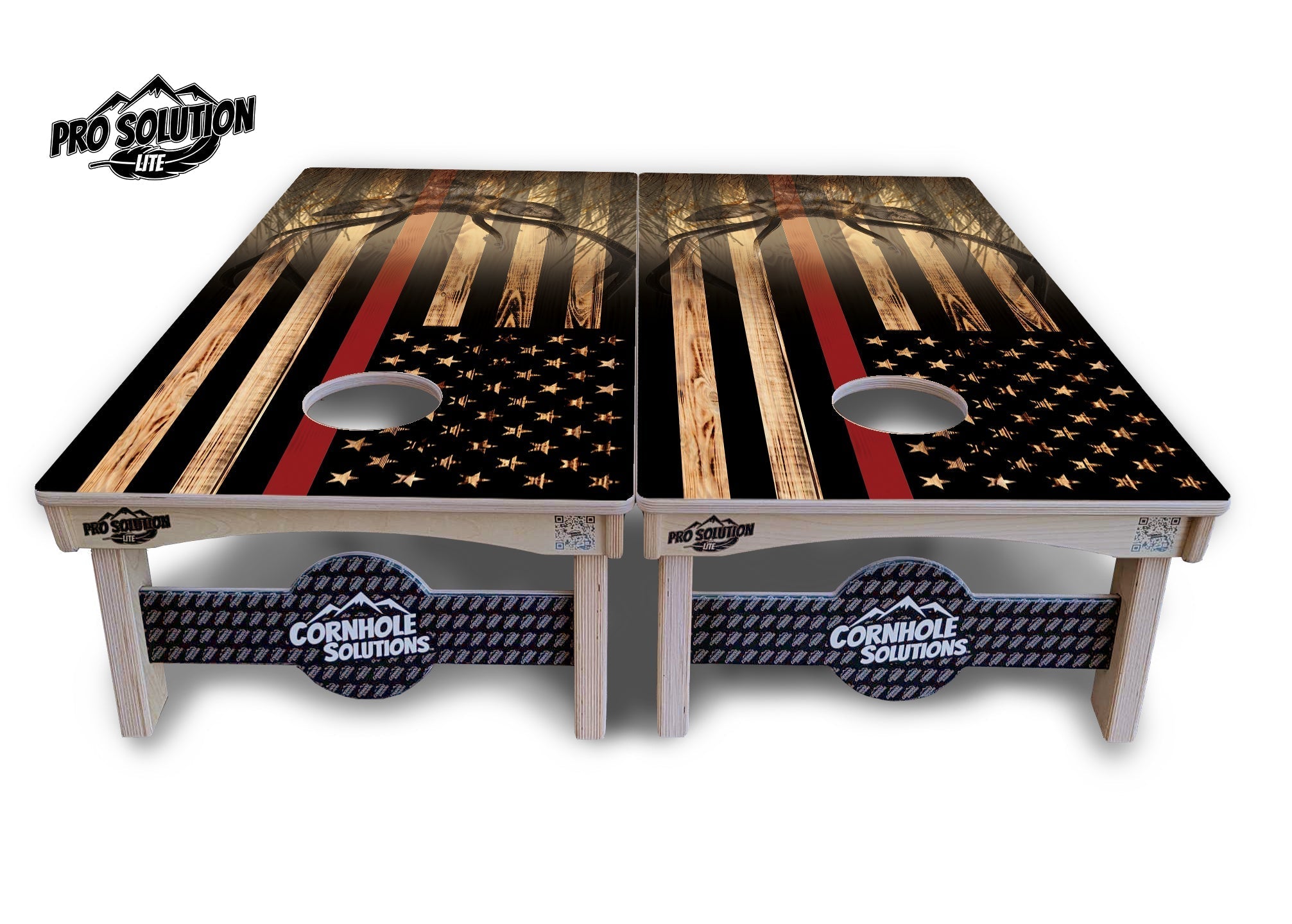Red Line Deer & Fish Flag Cornhole Boards - Pro Solution Elite Series