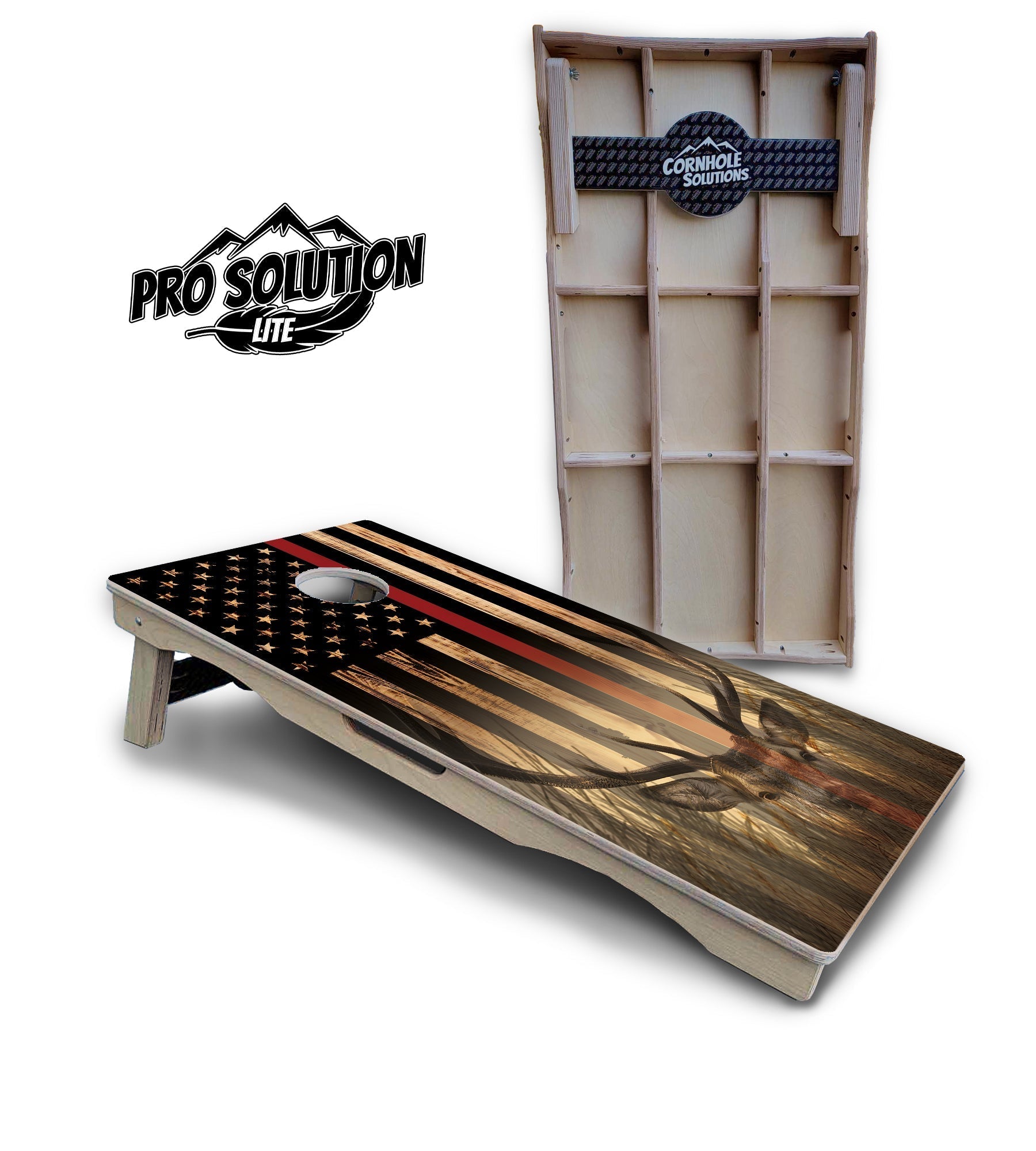 Red Line Deer & Fish Flag Cornhole Boards - Pro Solution Elite Series