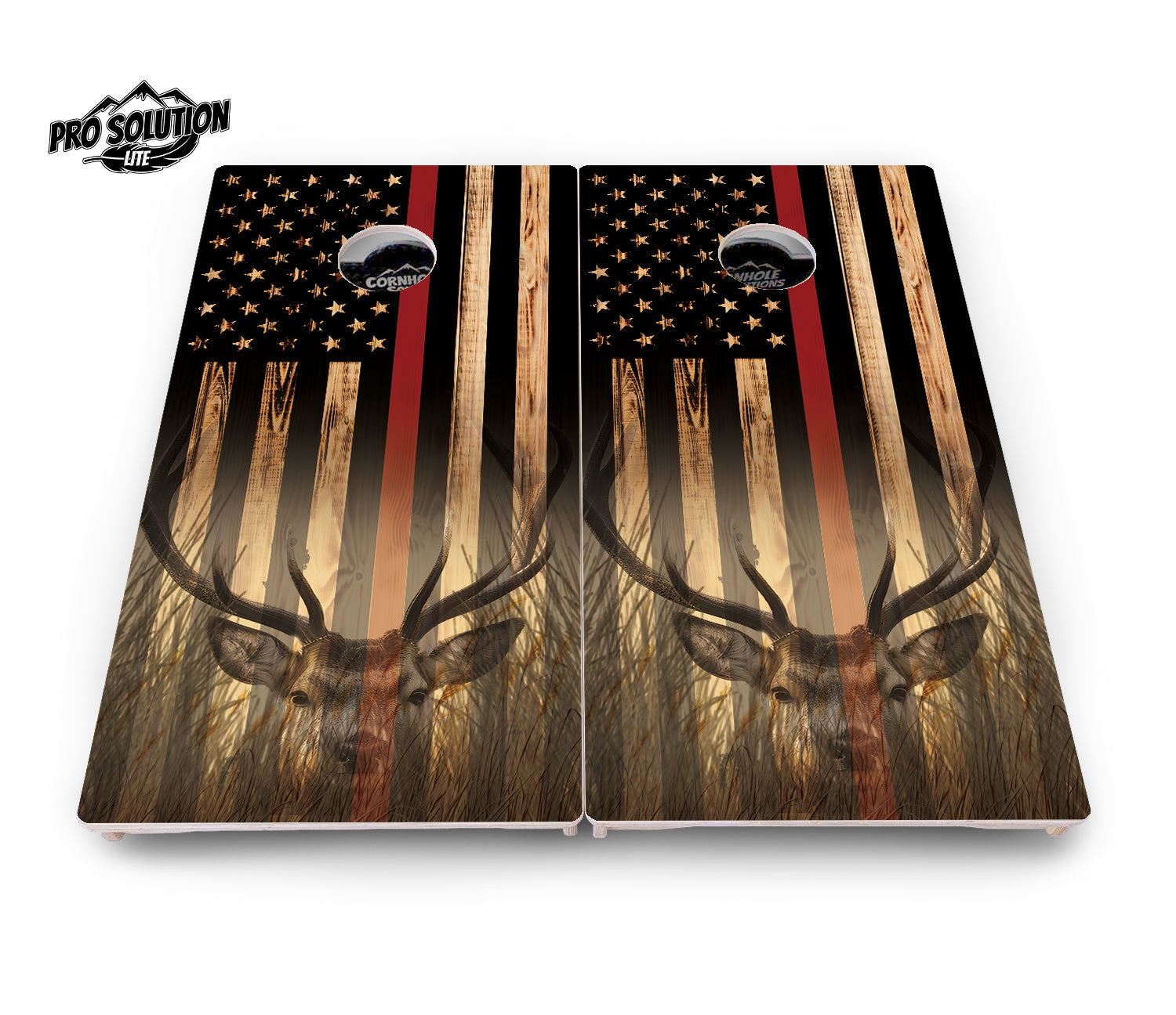 Red Line Deer & Fish Flag Cornhole Boards - Pro Solution Elite Series