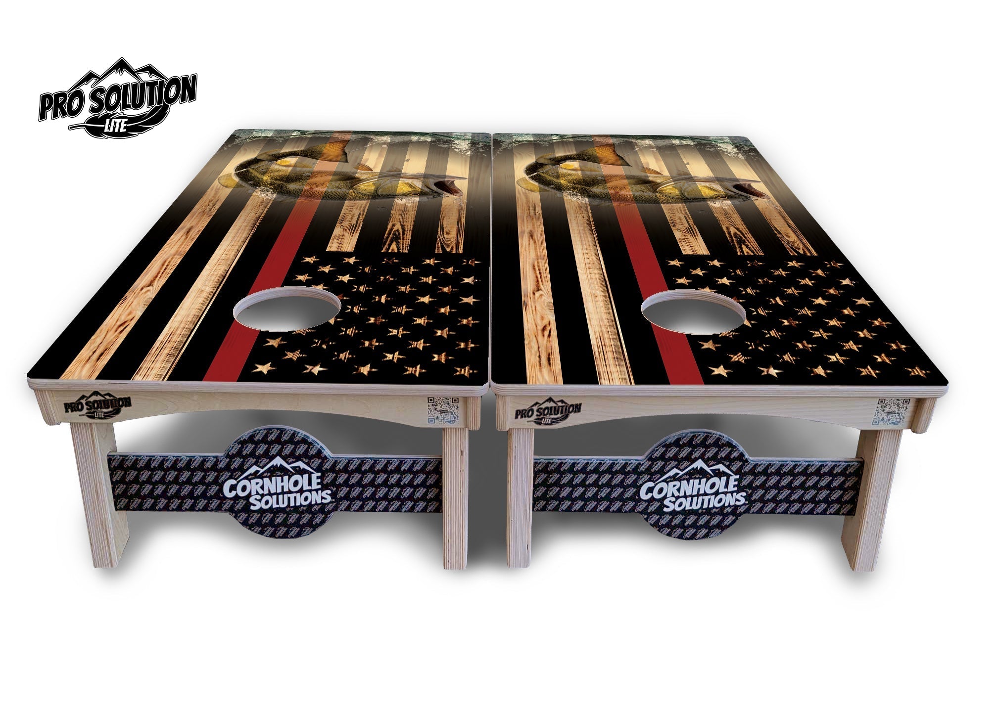 Red Line Deer & Fish Flag Cornhole Boards - Pro Solution Elite Series