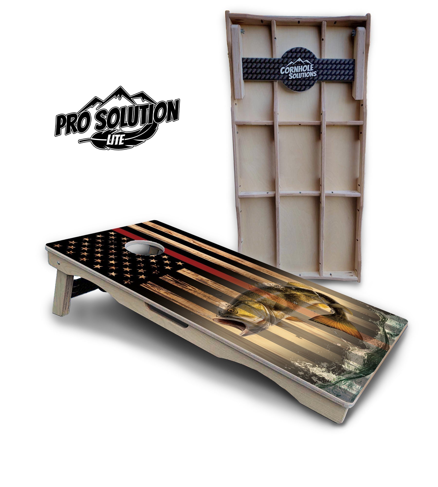 Red Line Deer & Fish Flag Cornhole Boards - Pro Solution Elite Series