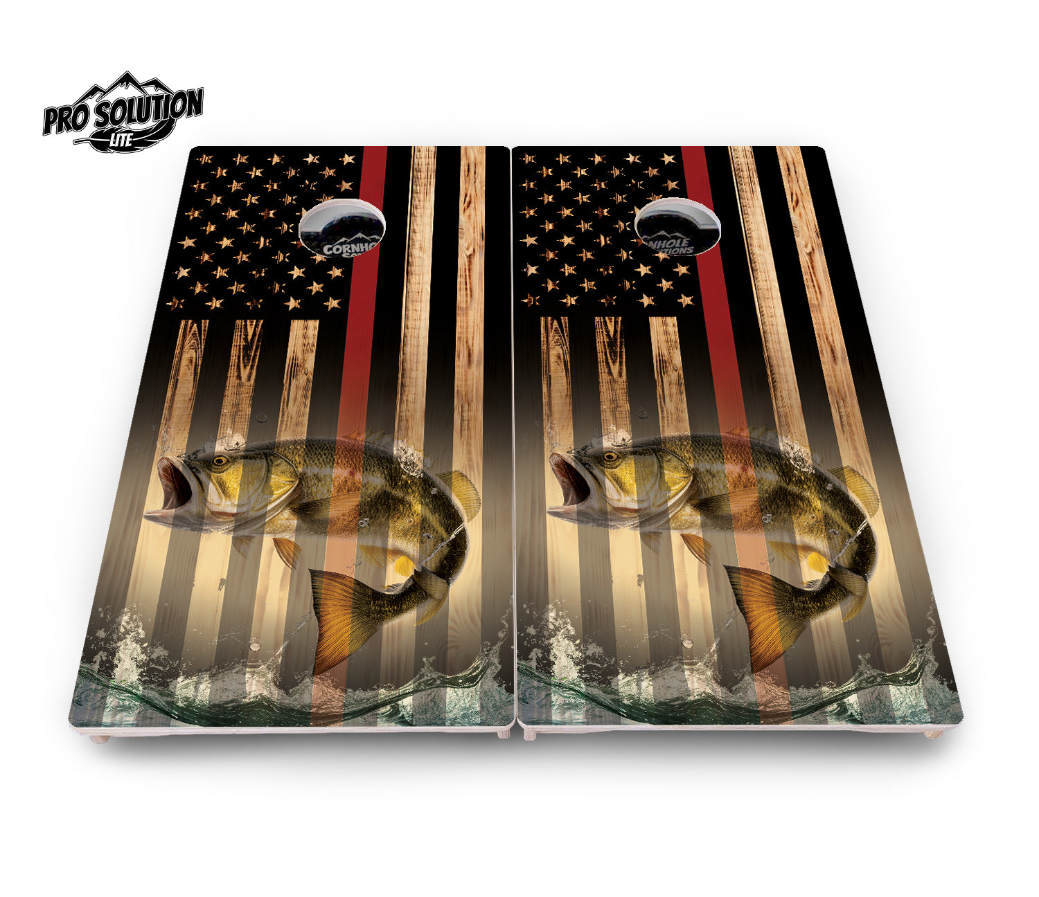 Red Line Deer & Fish Flag Cornhole Boards - Pro Solution Elite Series