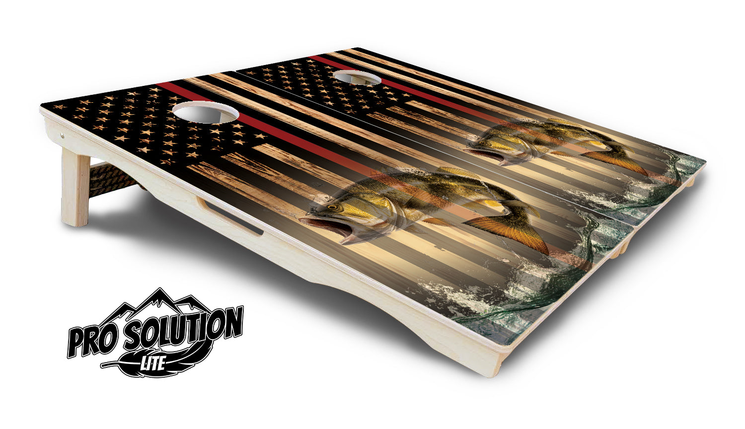Red Line Deer & Fish Flag Cornhole Boards - Pro Solution Elite Series
