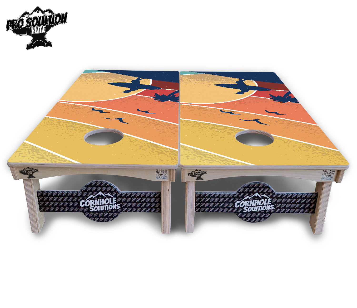 Retro Beach Cornhole Boards - Pro Solution Elite Series
