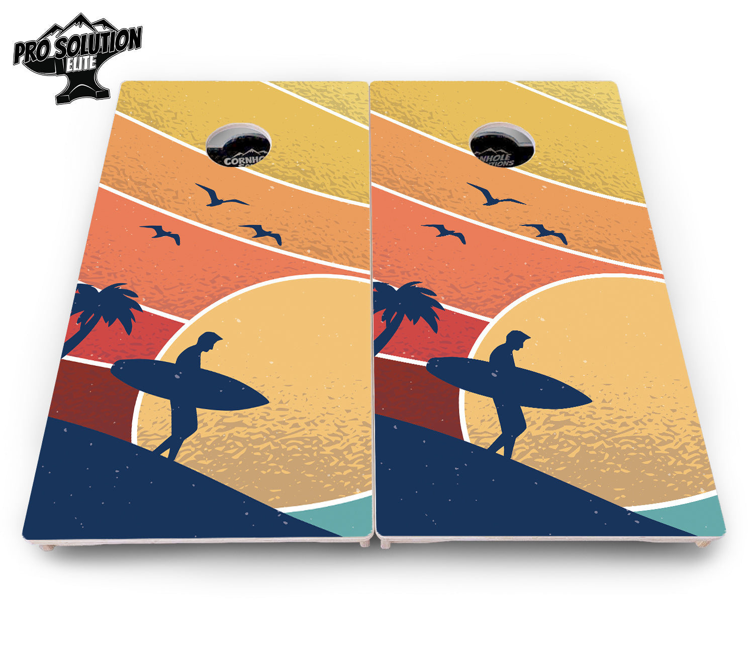 Retro Beach Cornhole Boards - Pro Solution Elite Series