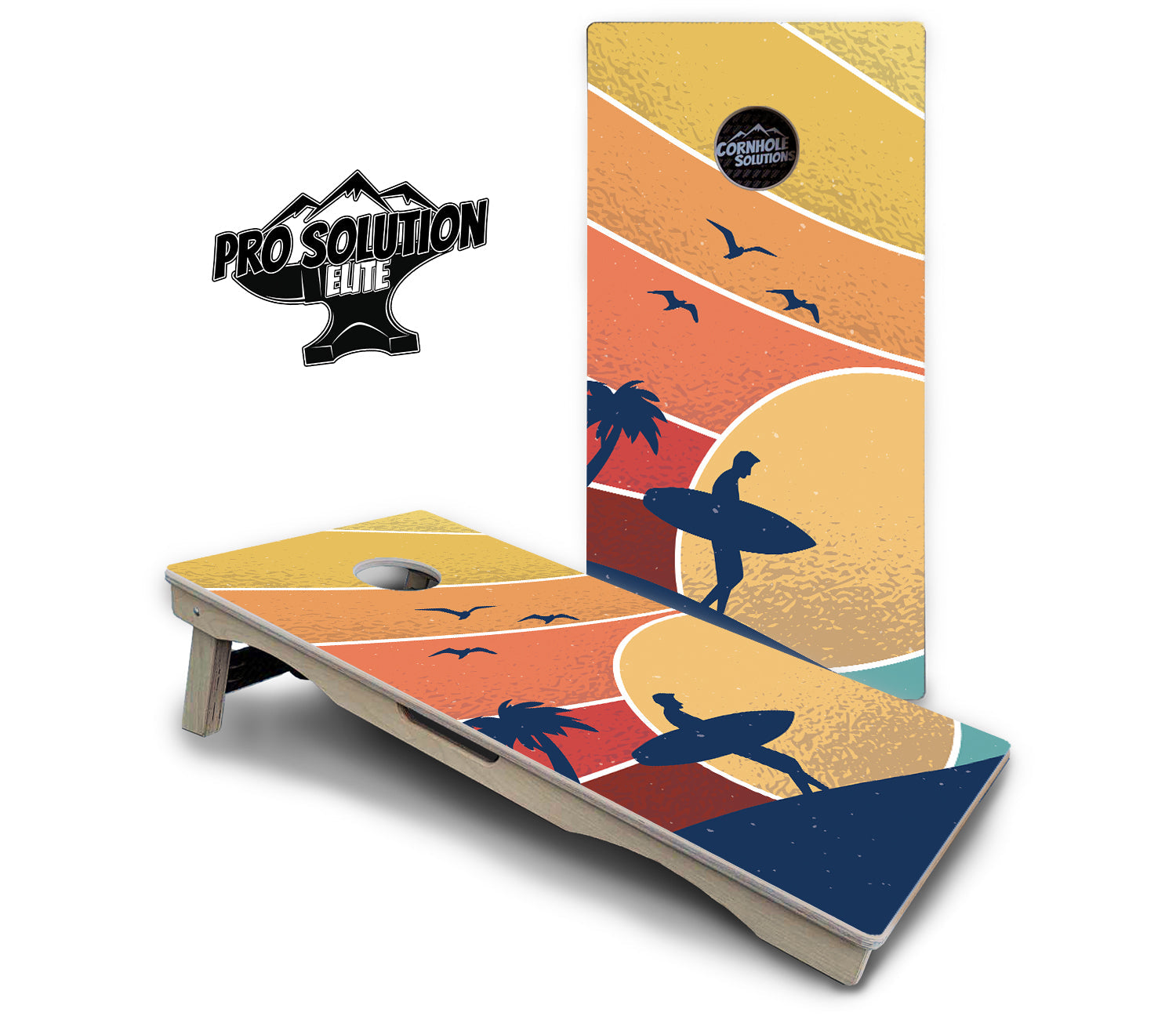 Retro Beach Cornhole Boards - Pro Solution Elite Series