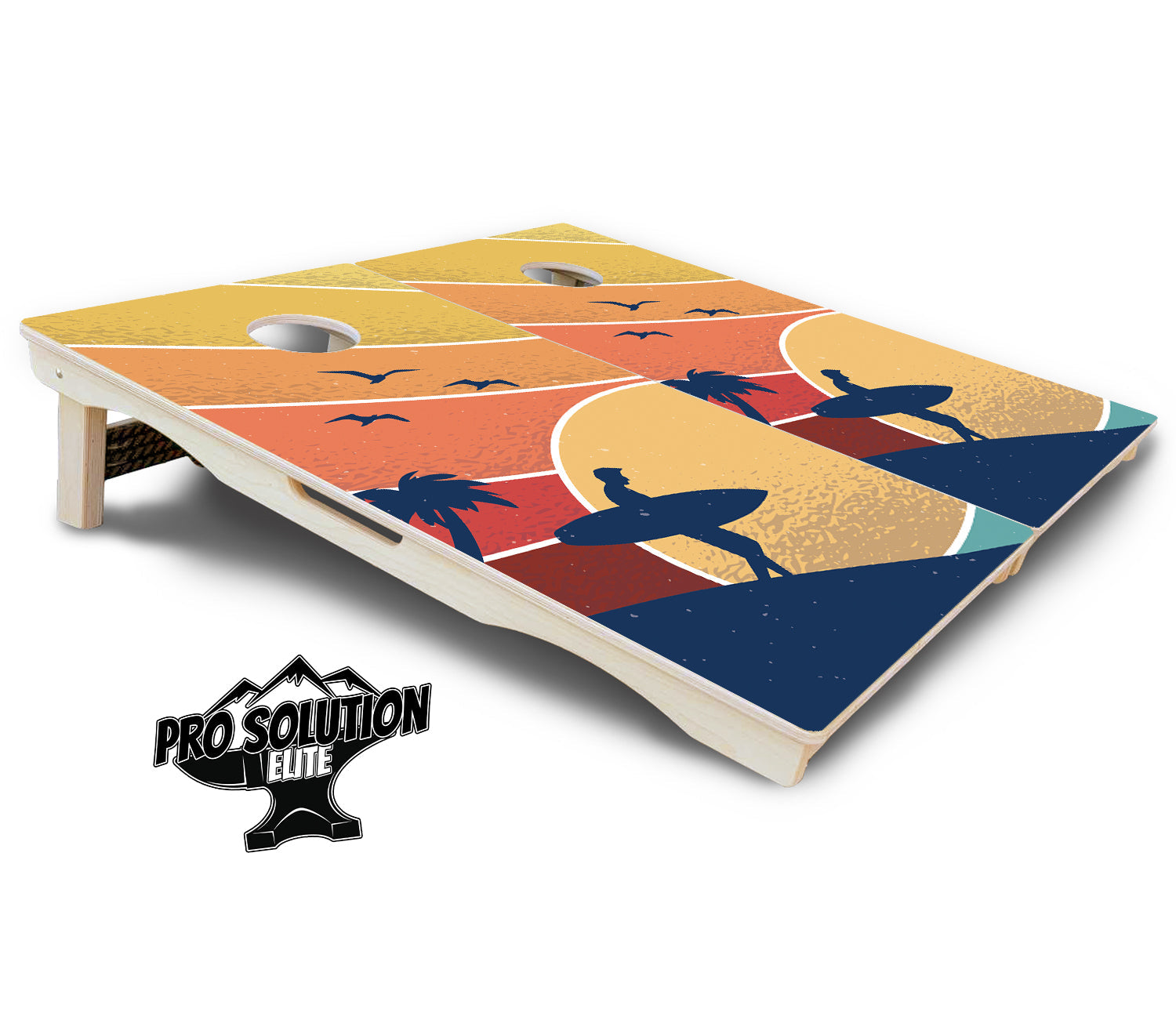 Retro Beach Cornhole Boards - Pro Solution Elite Series